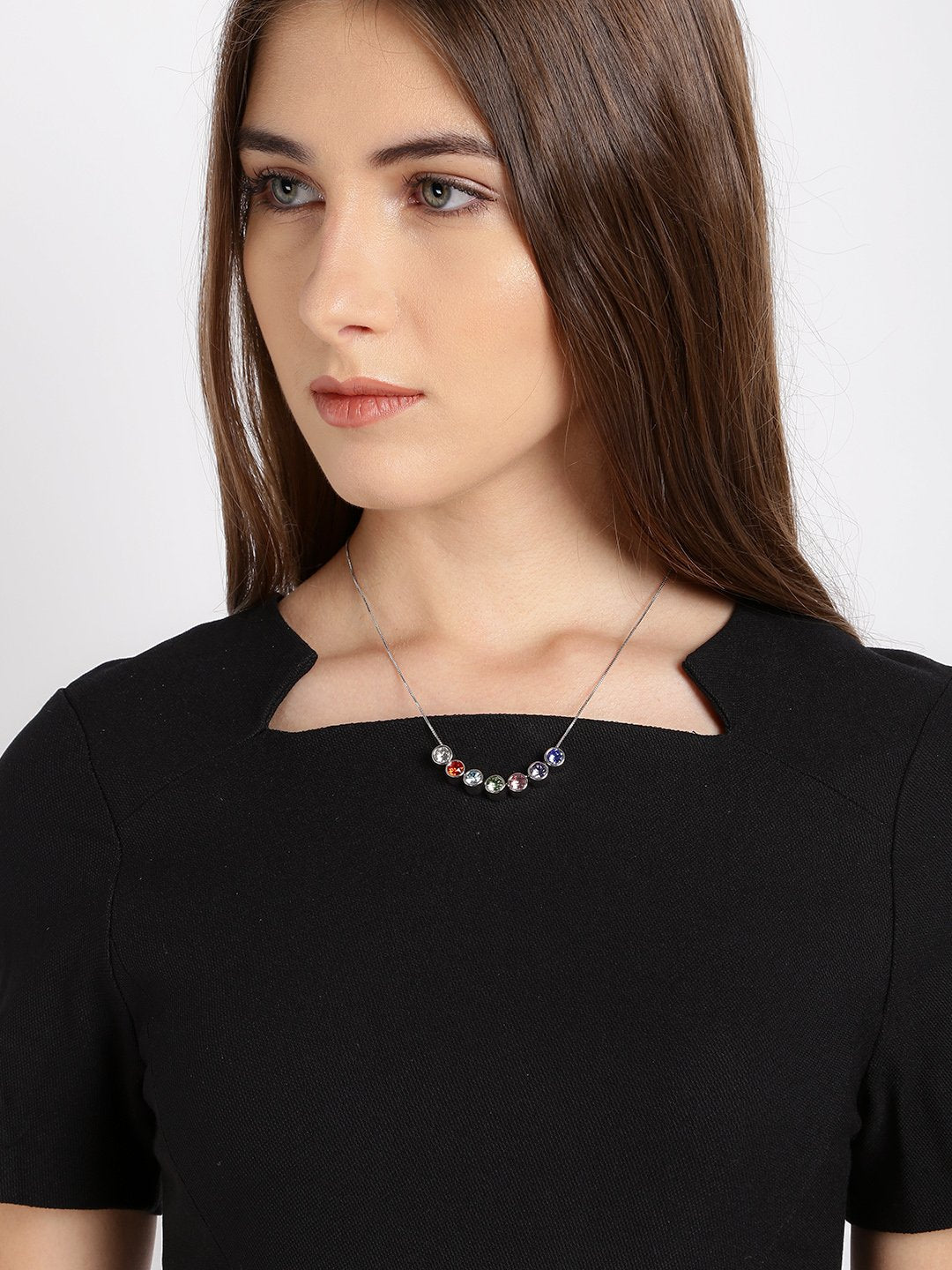 YELLOW CHIMES Swarovski Elements 7 Days Pendant Set with 18K White Gold Plating for Women …