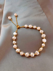 Yellow Chimes Bracelet For Women Gold Toned Pearl Beaded Adjustable Bracelet For Women and Girls