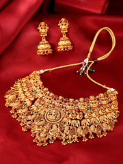 Yellow Chimes Jewellery Set for Women and Girls Golden Temple Jewellery Set Traditional | Gold Plated Choker Necklace Set | Antique Jewellery Birthday Gift for Girls & Women Anniversary Gift for Wife