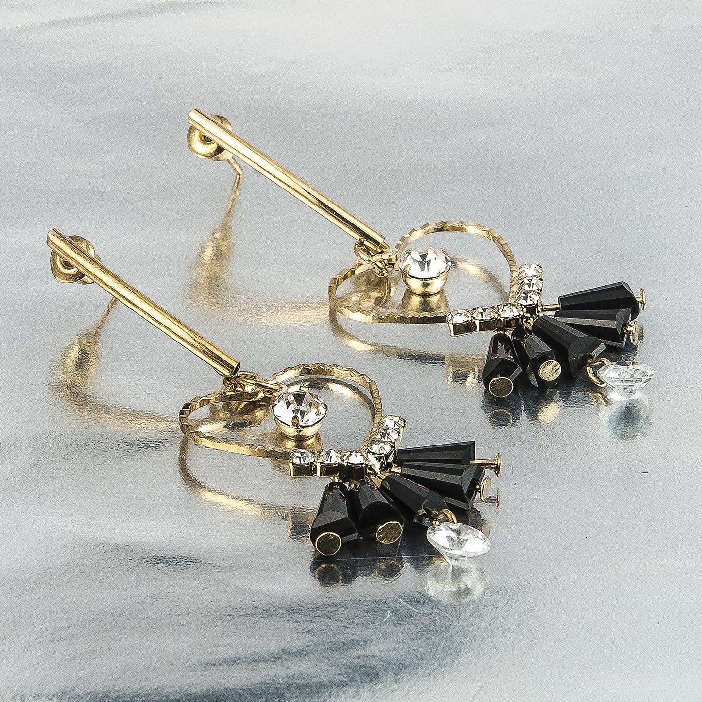 Yellow Chimes Moxie Collection Dangling Heart Crystal Designer Earrings for Women and Girls