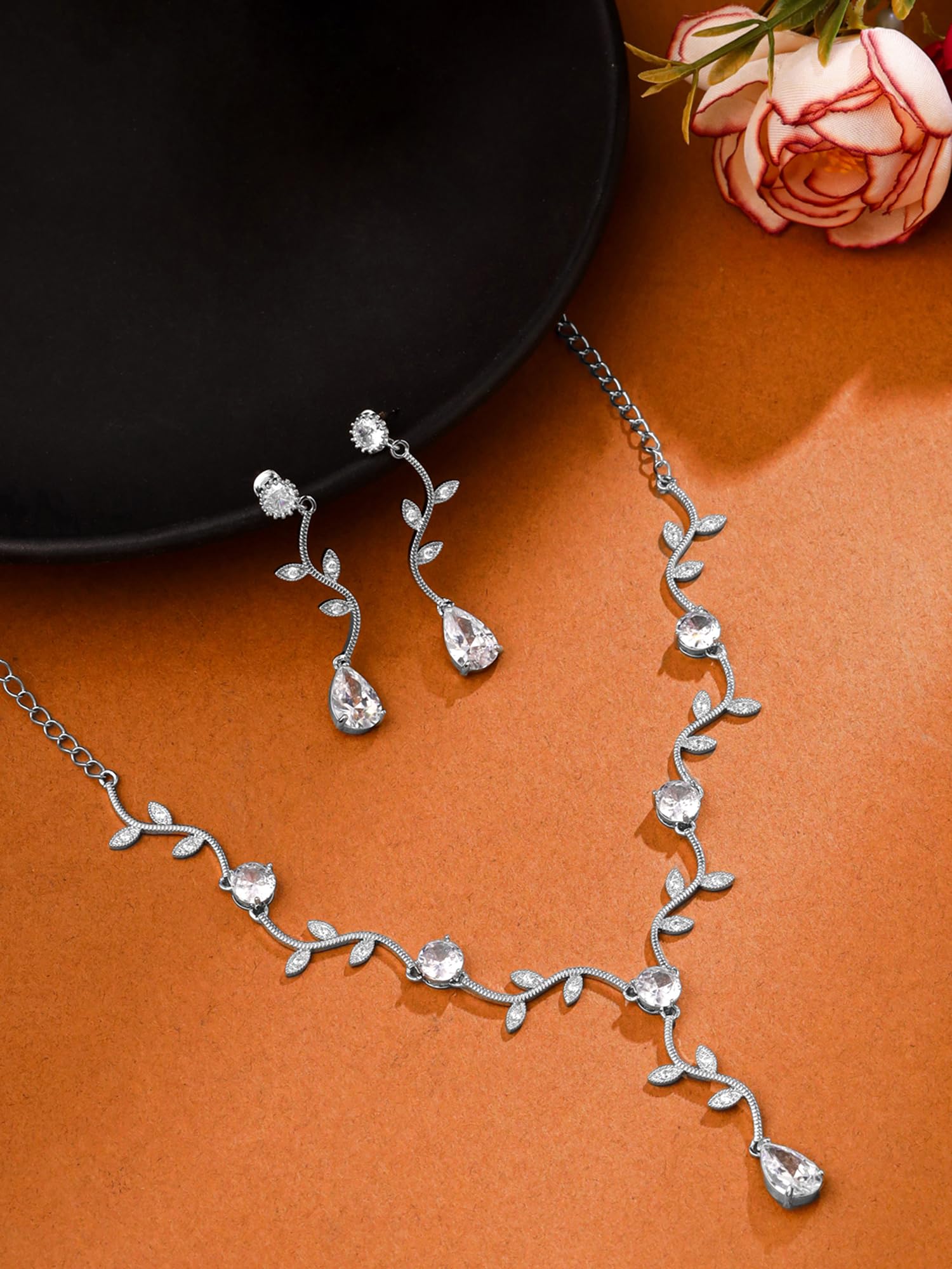 Stone Necklace Set For Women Yellow Chimes Jewellery Set For