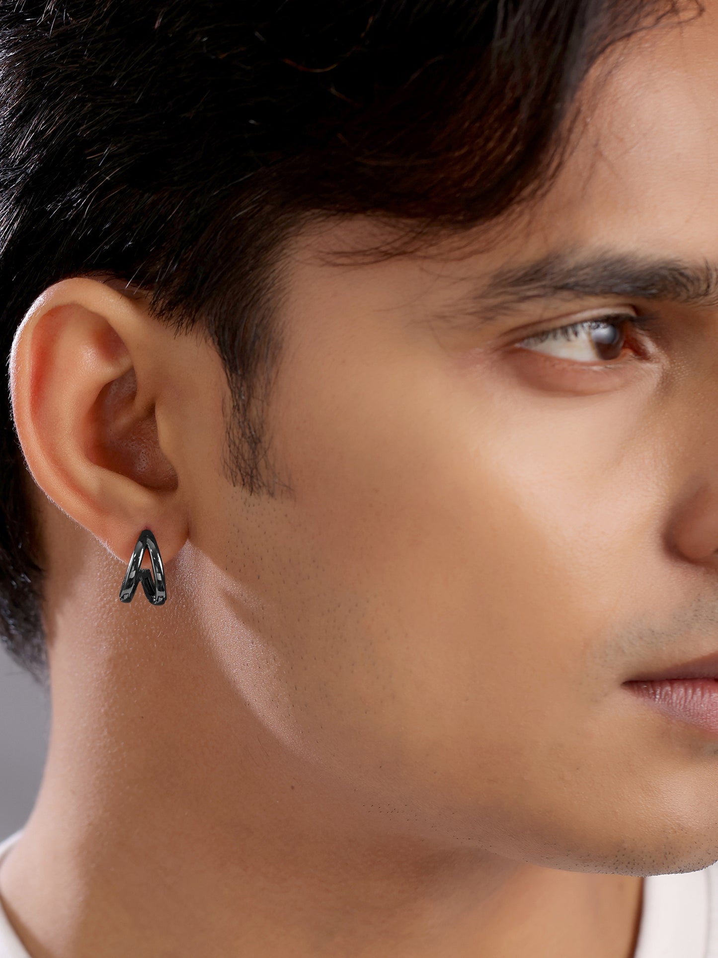 Yellow Chimes earrings - Stylish black hoop for men