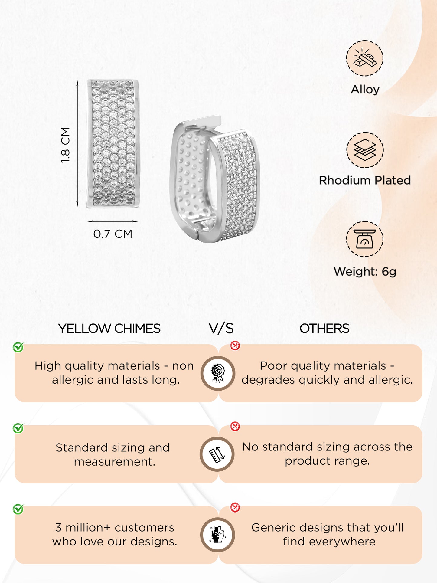 Yellow Chimes lightweight rhodium earrings - casual outing