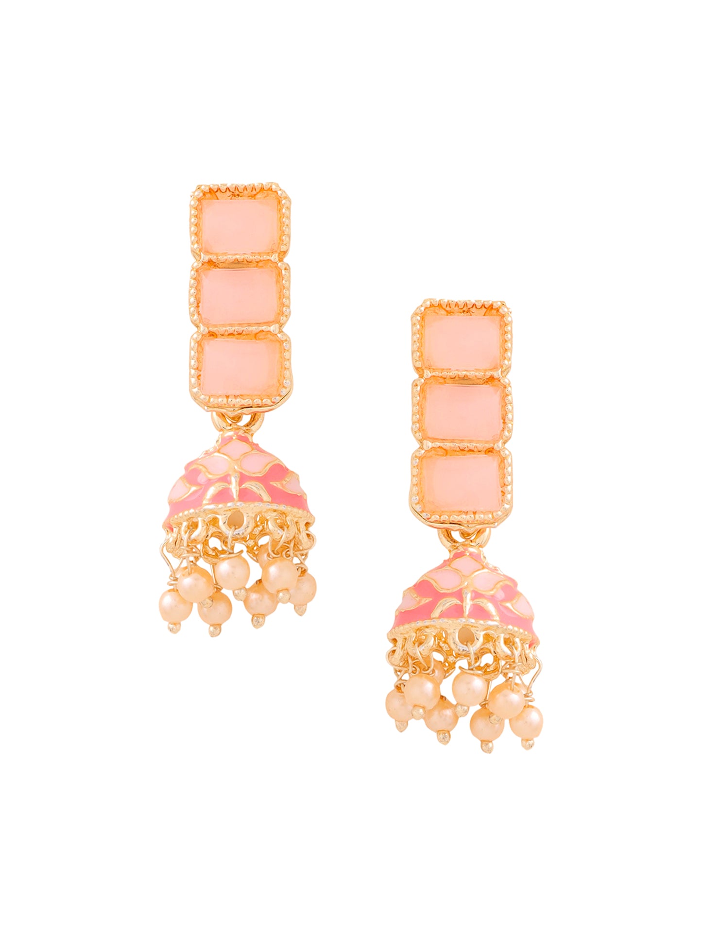 Yellow Chimes Meenakari Jhumka Earrings - Ideal for anniversaries