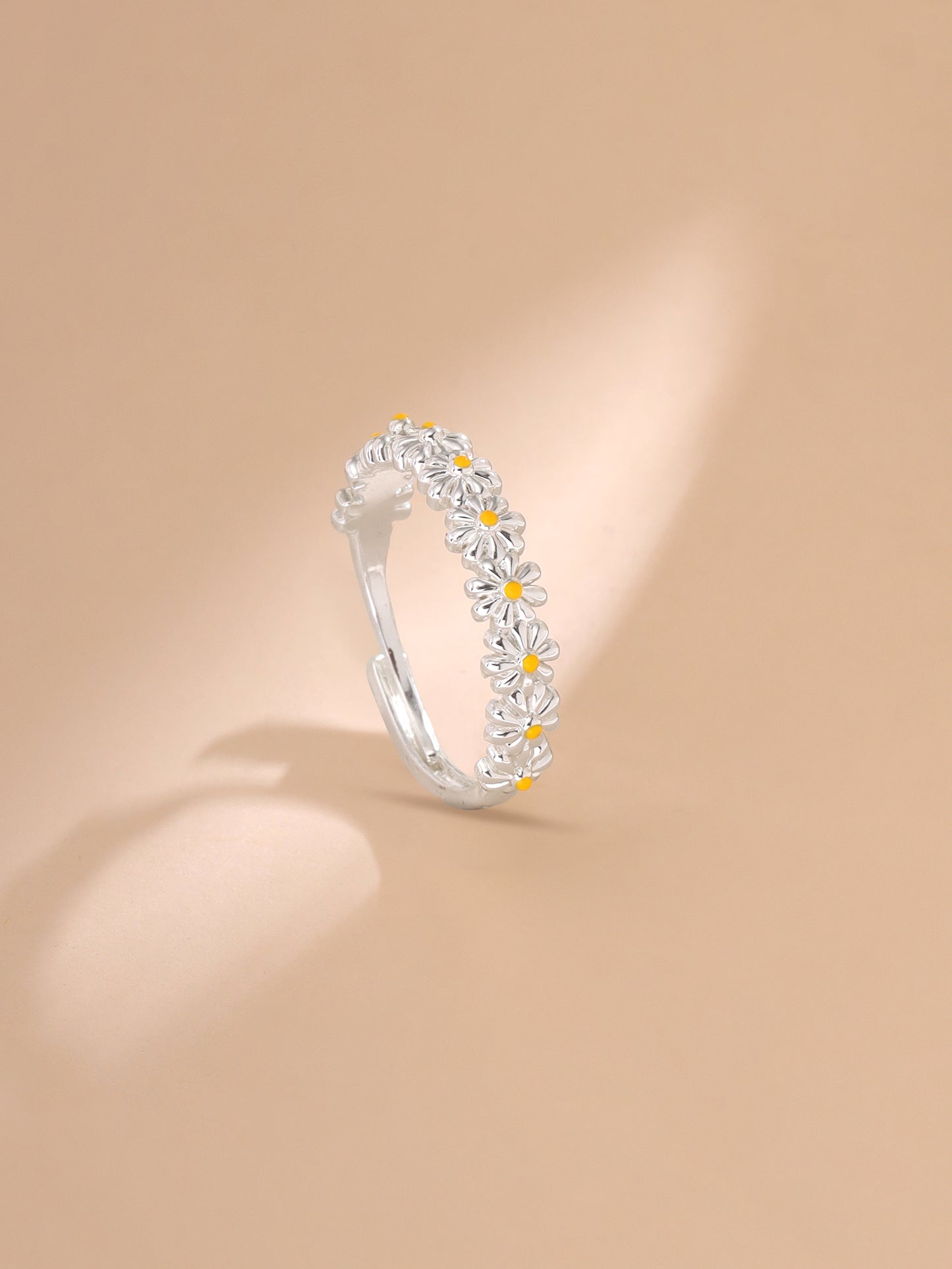 Yellow Chimes floral design women ring - perfect for daily wear