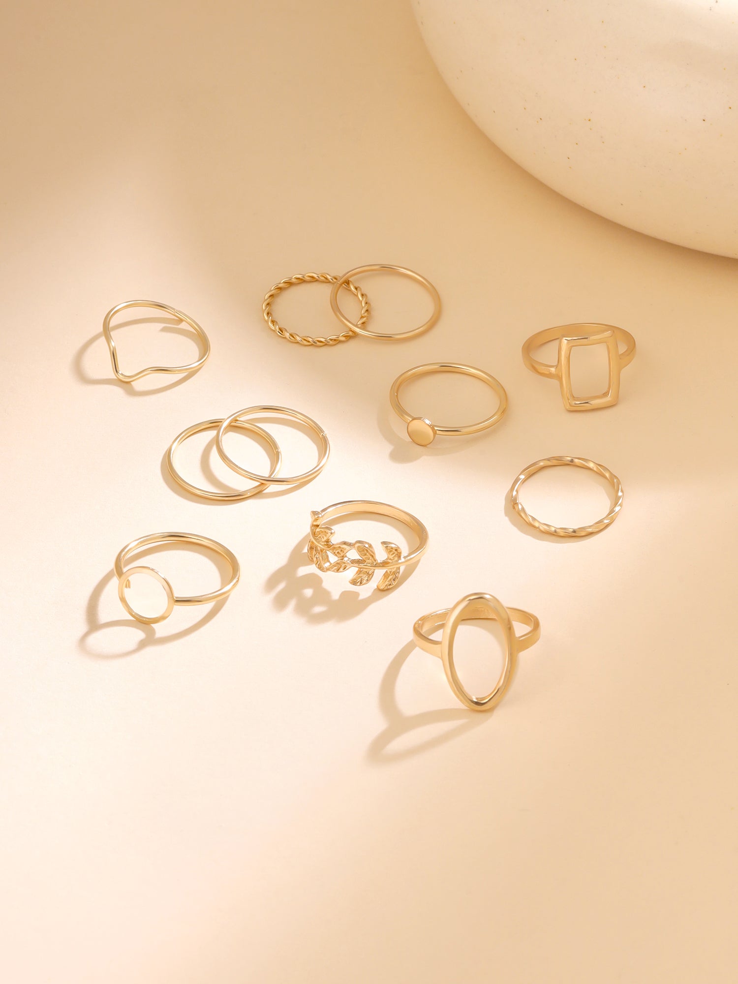 Yellow Chimes 11 pcs ring set - beautiful party wear styles