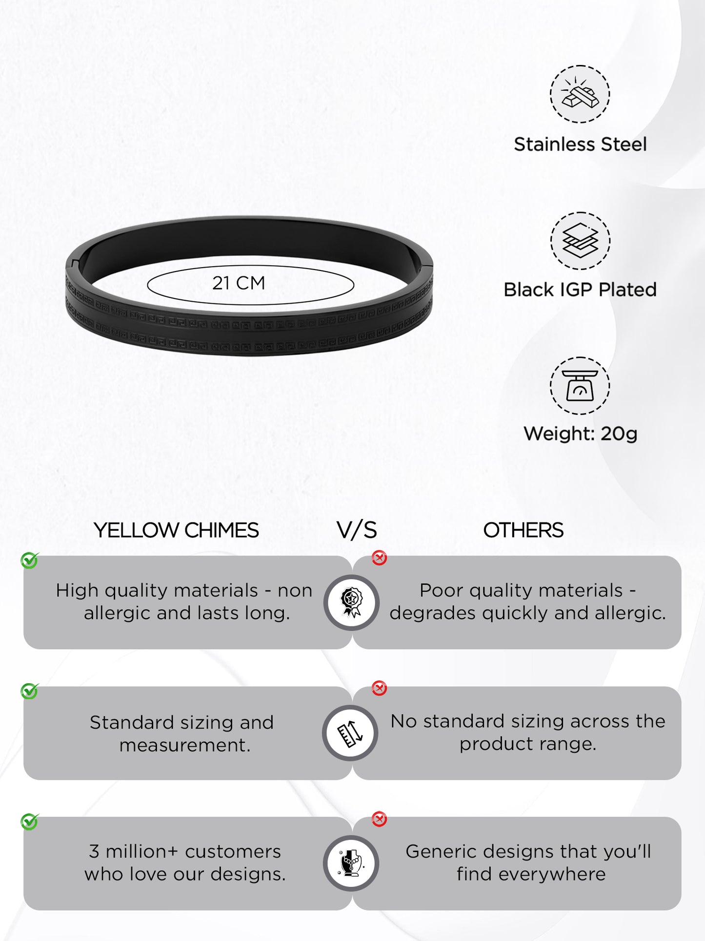 Yellow Chimes Black Kada Bracelet - Perfect birthday gift