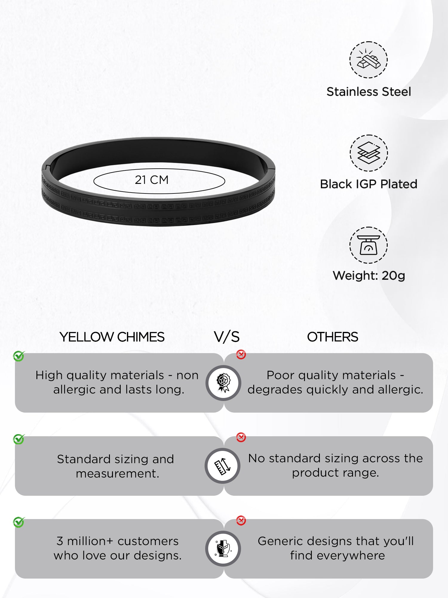 Yellow Chimes Black Kada Bracelet - Perfect birthday gift