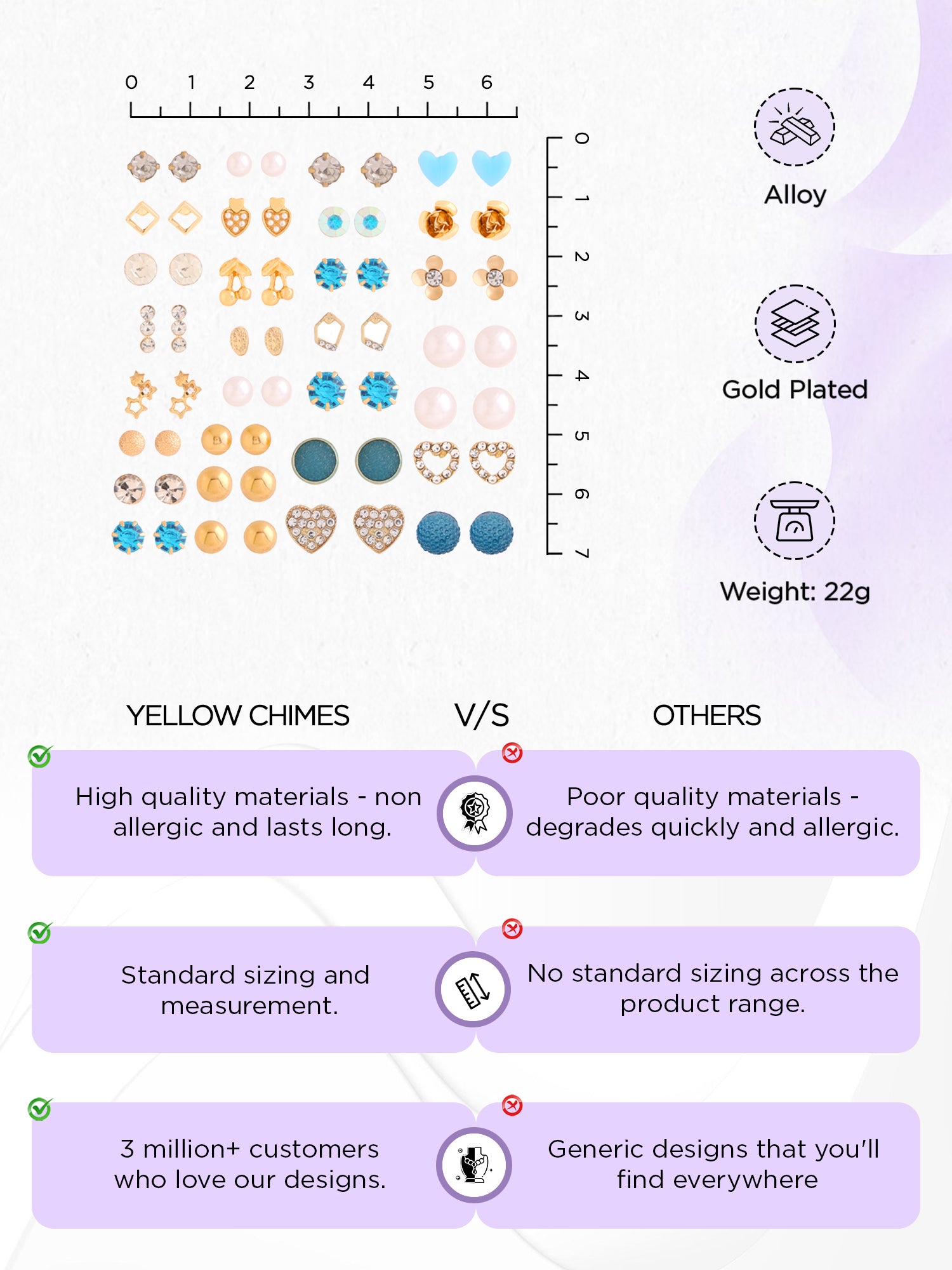 Yellow Chimes stud earrings - perfect for school