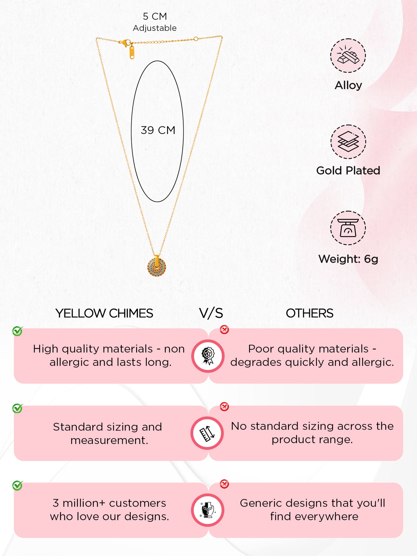 Yellow Chimes gold plated chain necklace - Stylish gift idea