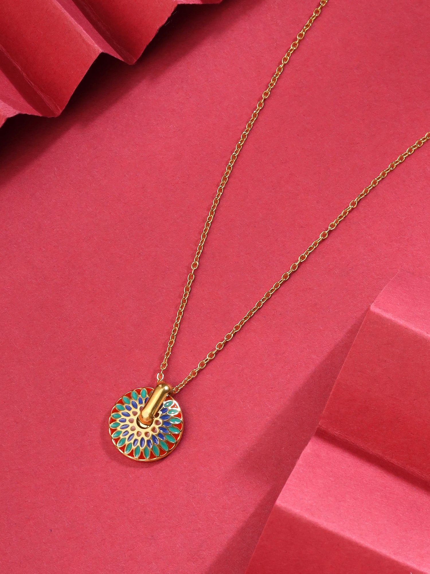 Yellow Chimes gold plated simple chain necklace - office wear