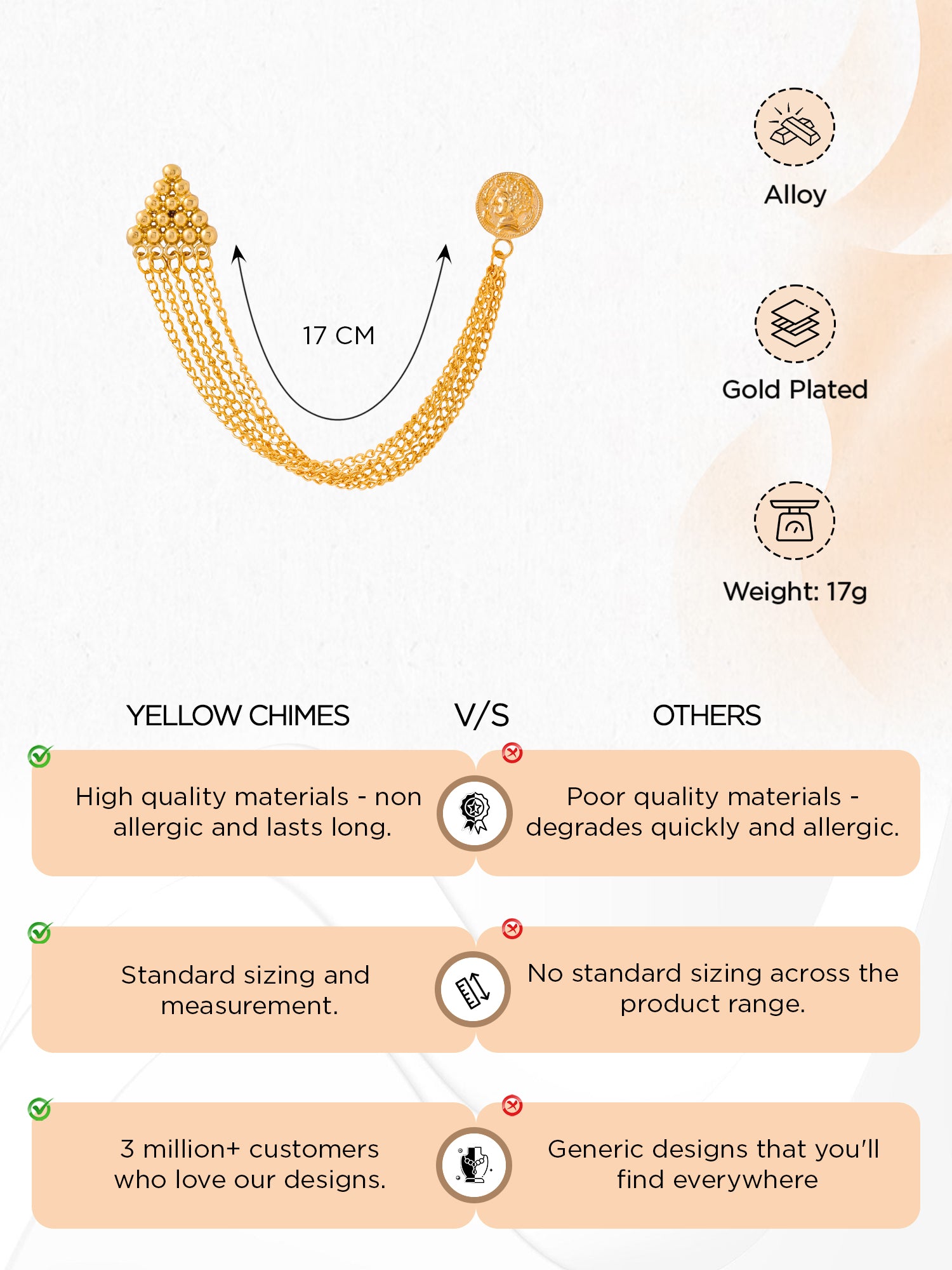 Yellow Chimes Gold Plated Men's Brooch Pin - Elegant Formal Wear