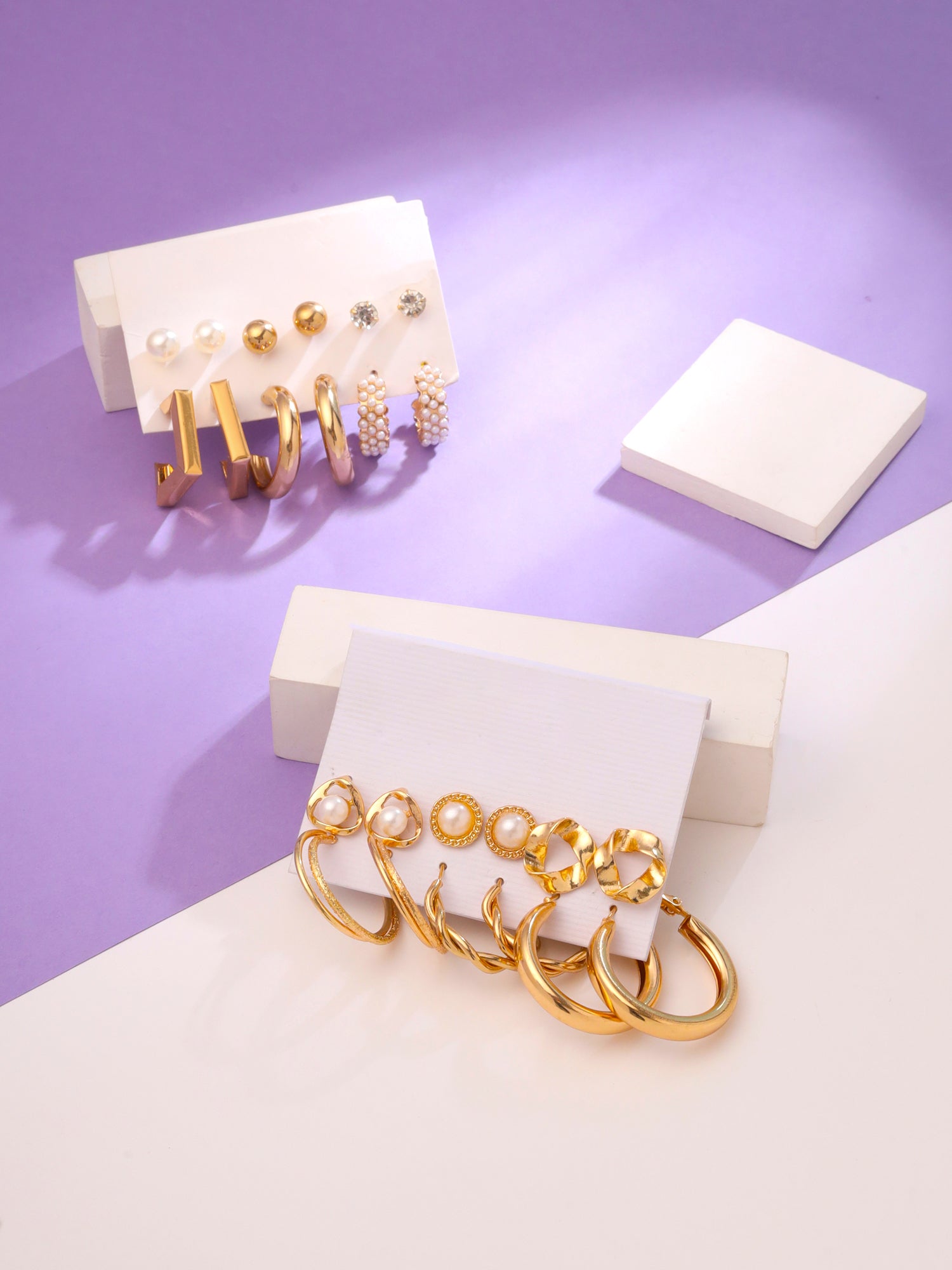 Yellow Chimes Gold Plated Earrings Set - Stylish Accessory