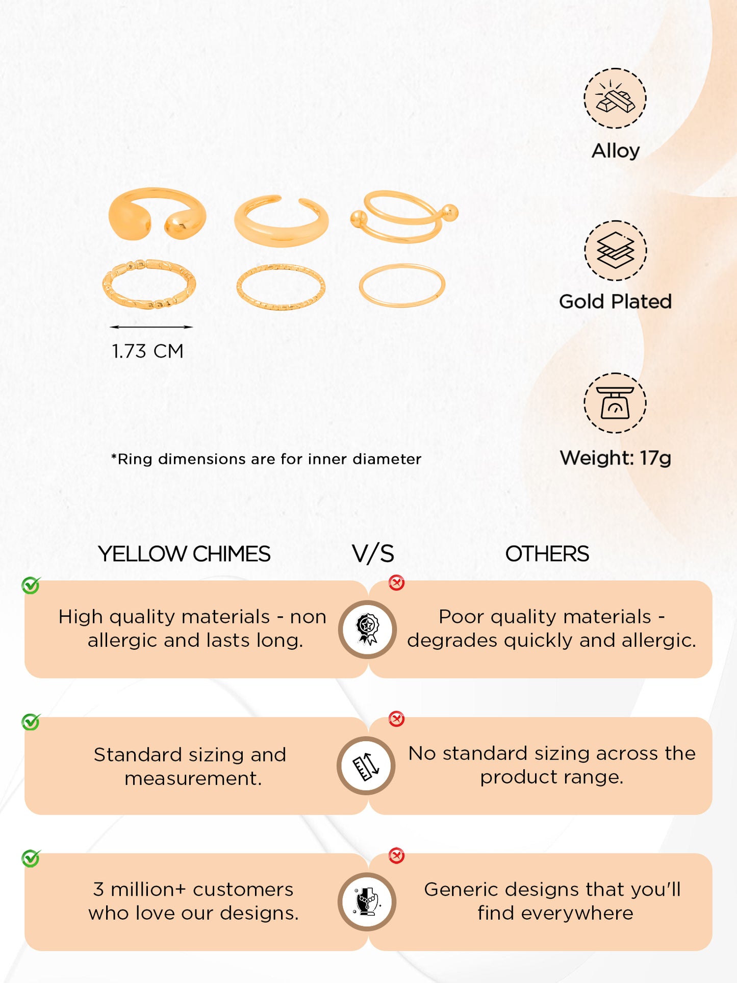 Yellow Chimes women rings - Beautiful evening wear jewelry