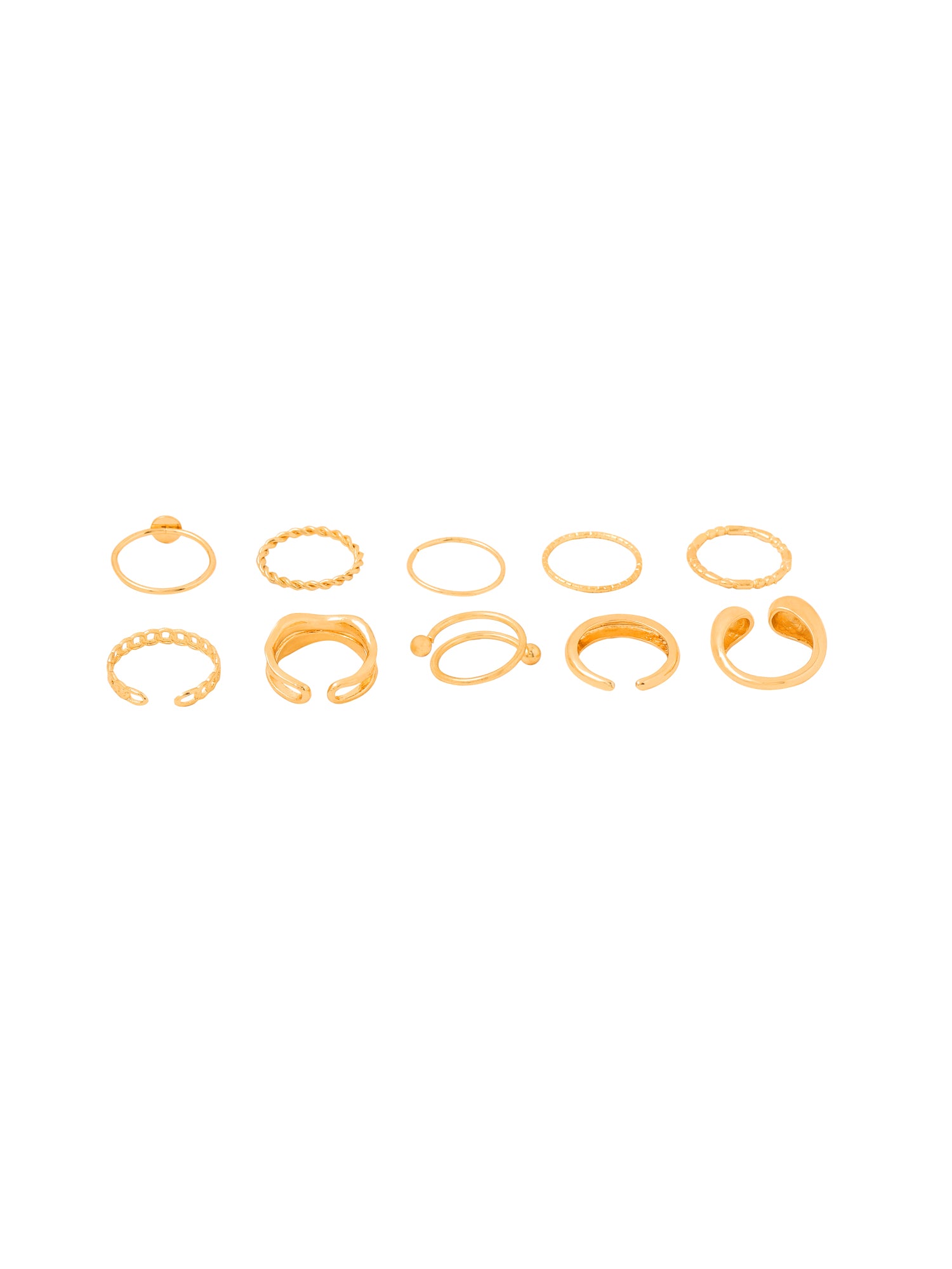 Yellow Chimes gold ring set - Elegant daily wear accessory