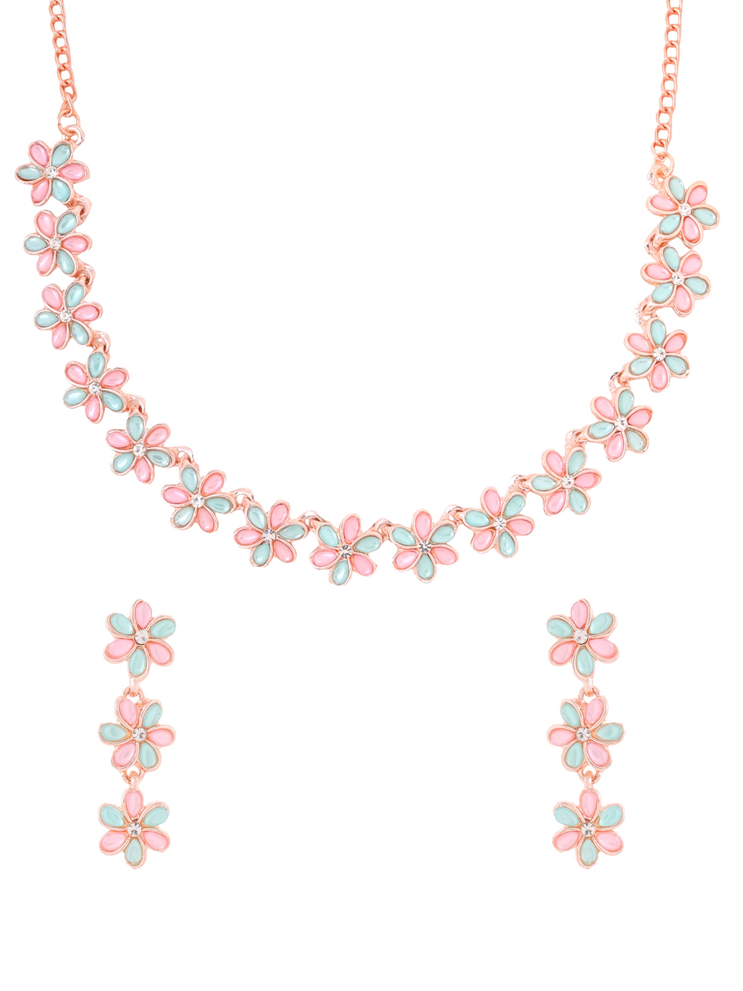 Yellow Chimes White Stone Necklace Set - Luxurious and budget-friendly