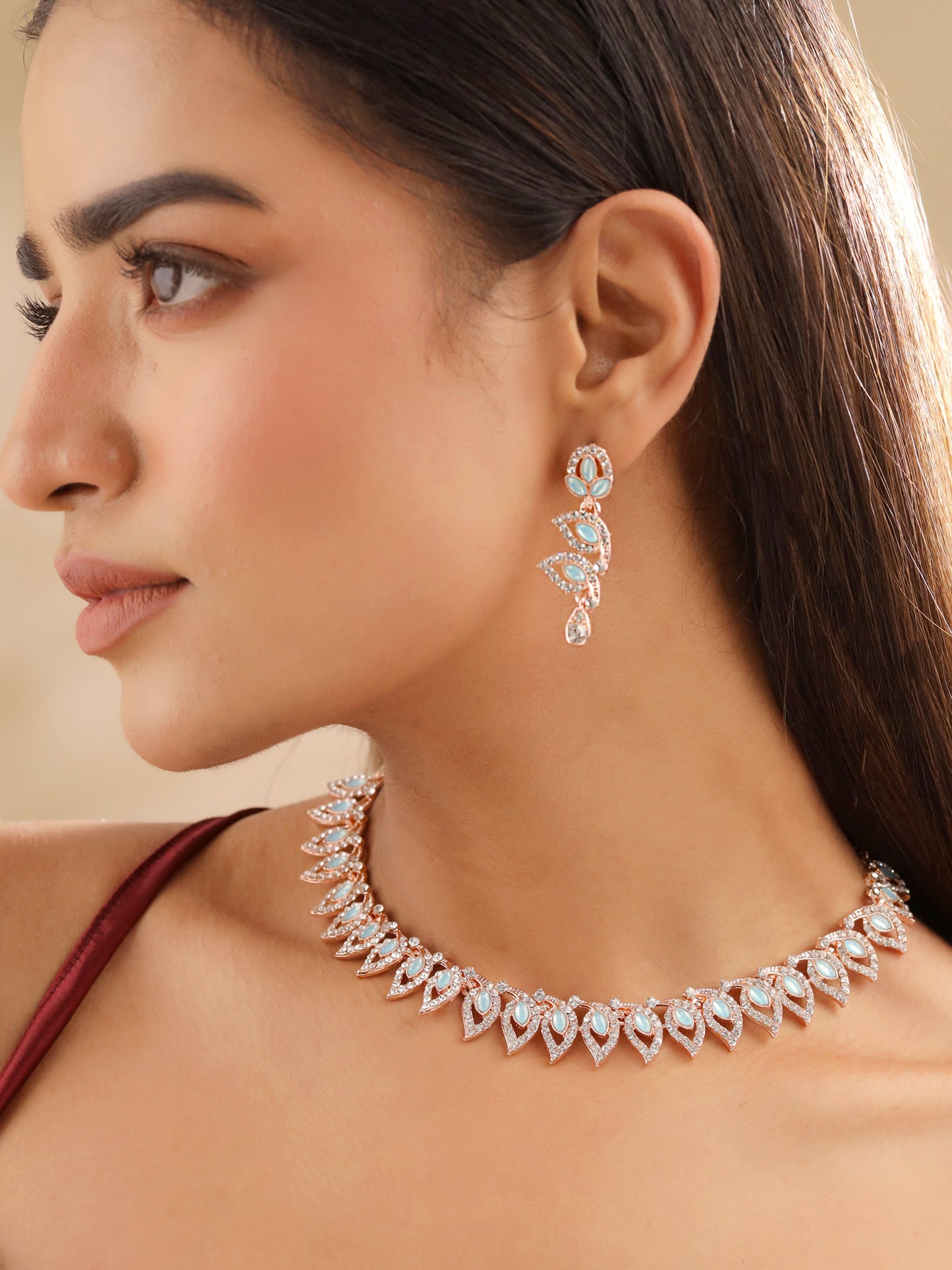 Yellow Chimes Elegant Necklace and Earrings - For Casual Outings