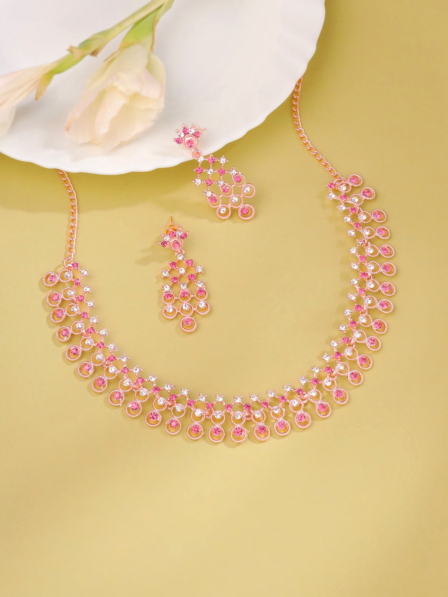 Yellow Chimes Jewellery Set - Premium Rose Gold Design