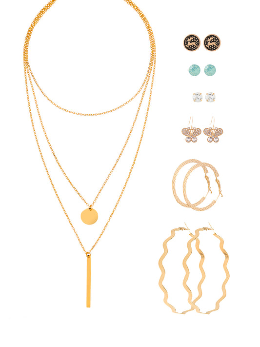 Yellow Chimes Combo Earring and Necklace - Versatile fashion accessory