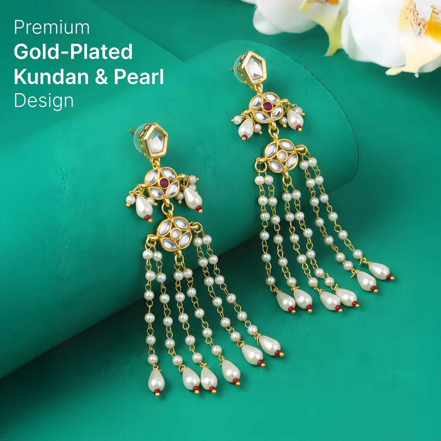 Yellow Chimes Kundan earrings - wedding celebration
