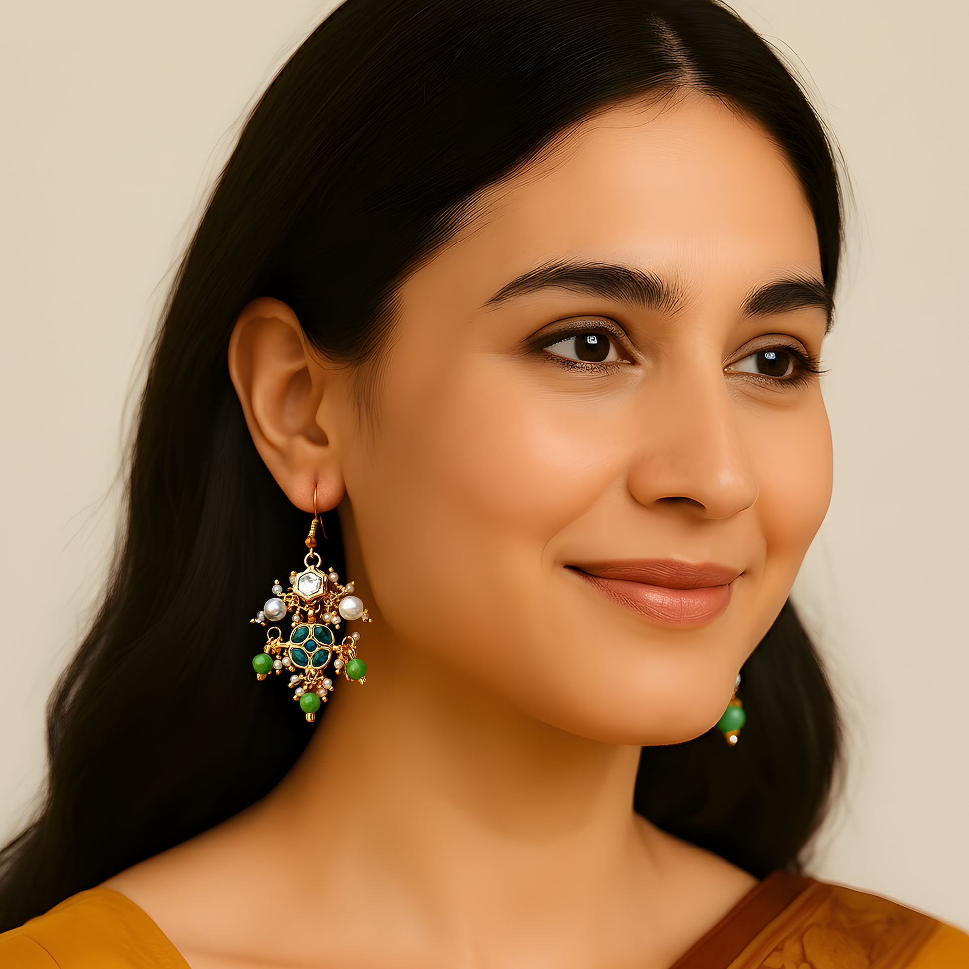 Yellow Chimes pearl drop earrings - elegant outfit enhancer