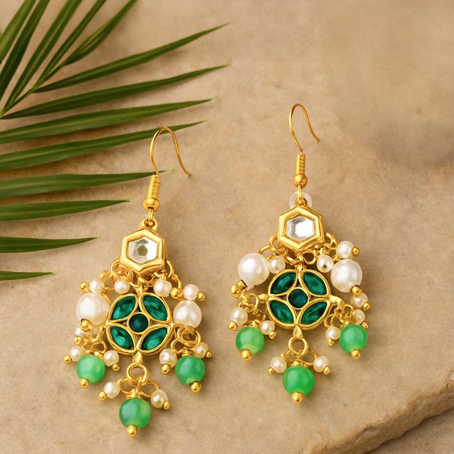 Yellow Chimes Kundan earrings - stylish bridal wear