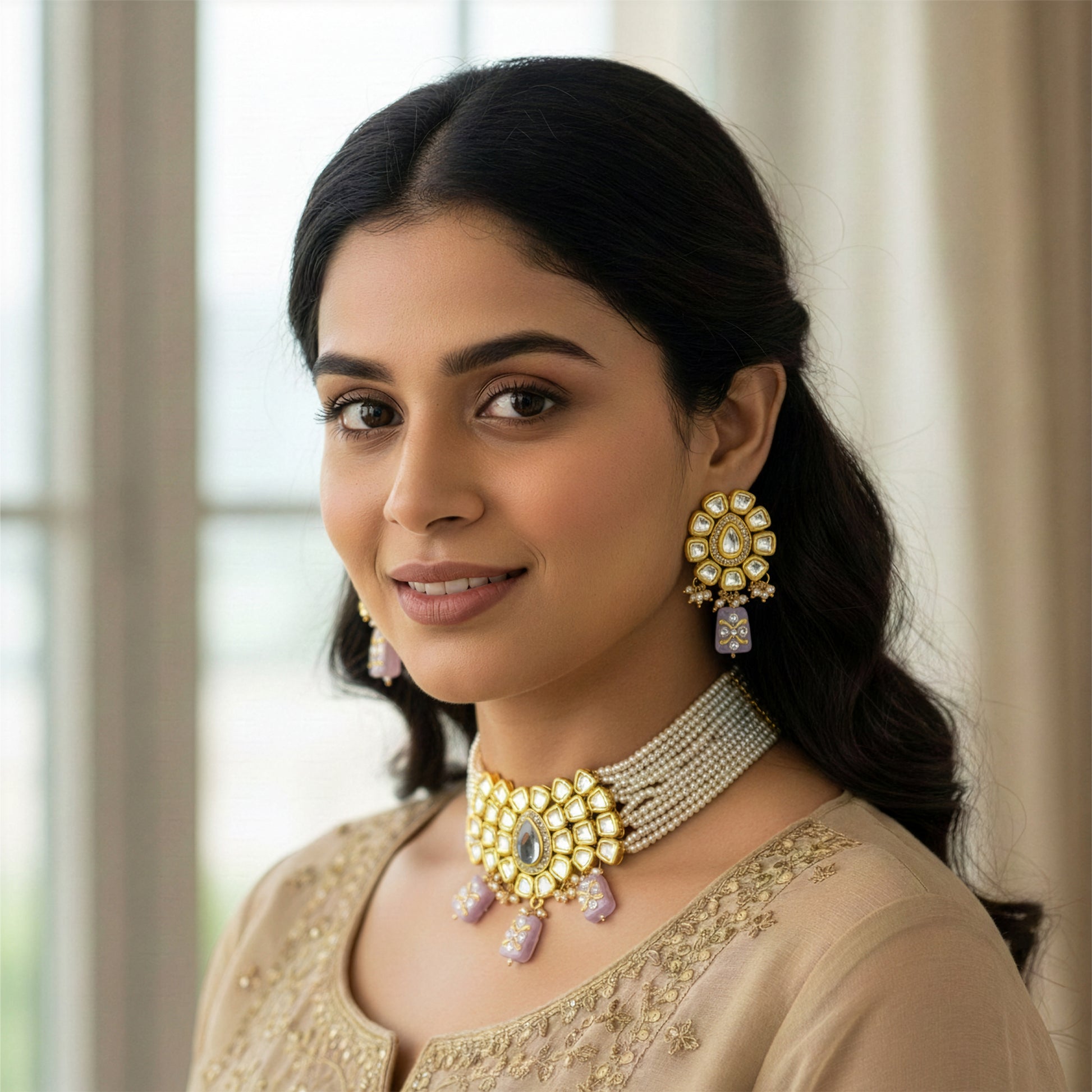 Yellow Chimes elegant jewellery set - ethnic styling