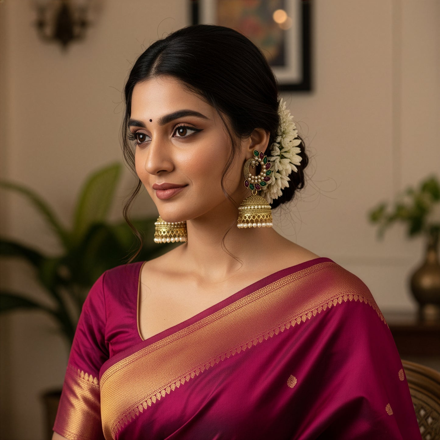 Yellow Chimes Peacock Style Jhumka Earrings - Traditional Jewelry