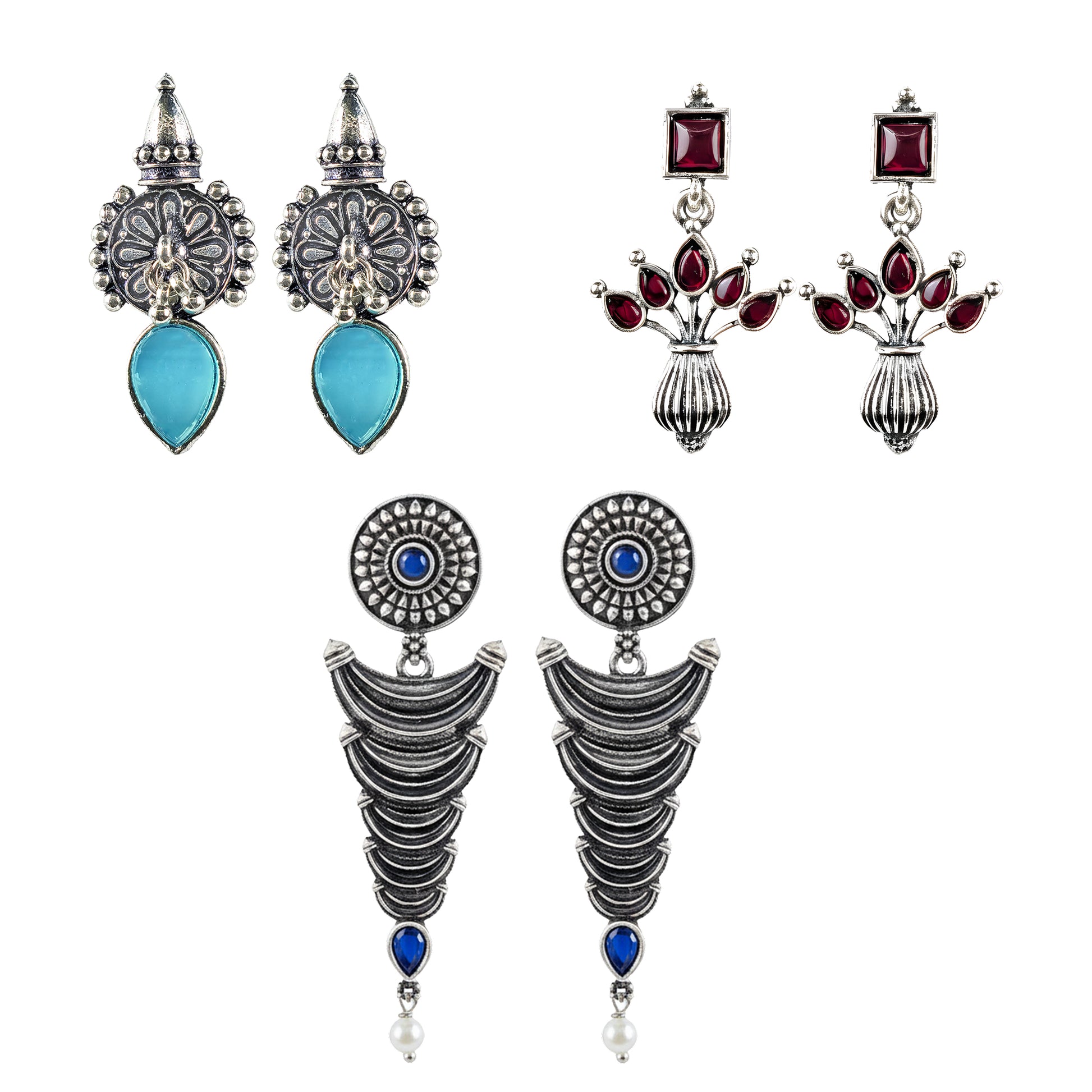 Yellow Chimes oxidised earrings - Unique combination set for gifting.