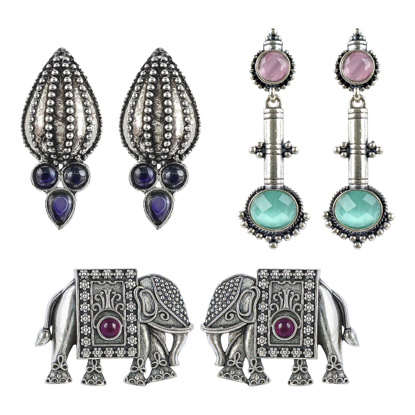 Yellow Chimes oxidised earrings - festive jewelry combo