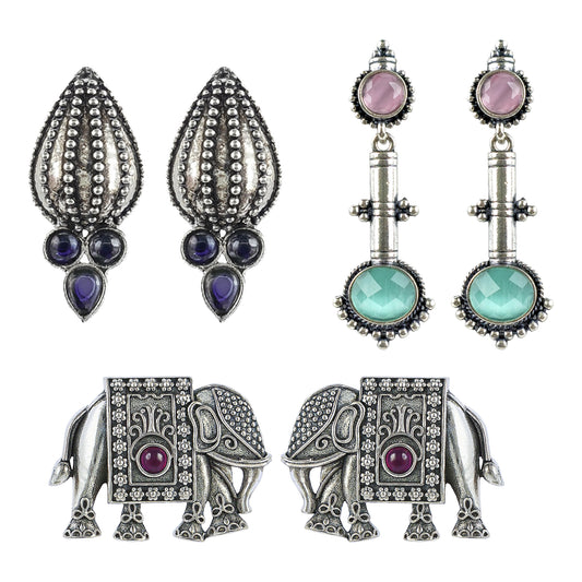 Yellow Chimes oxidised earrings - festive jewelry combo