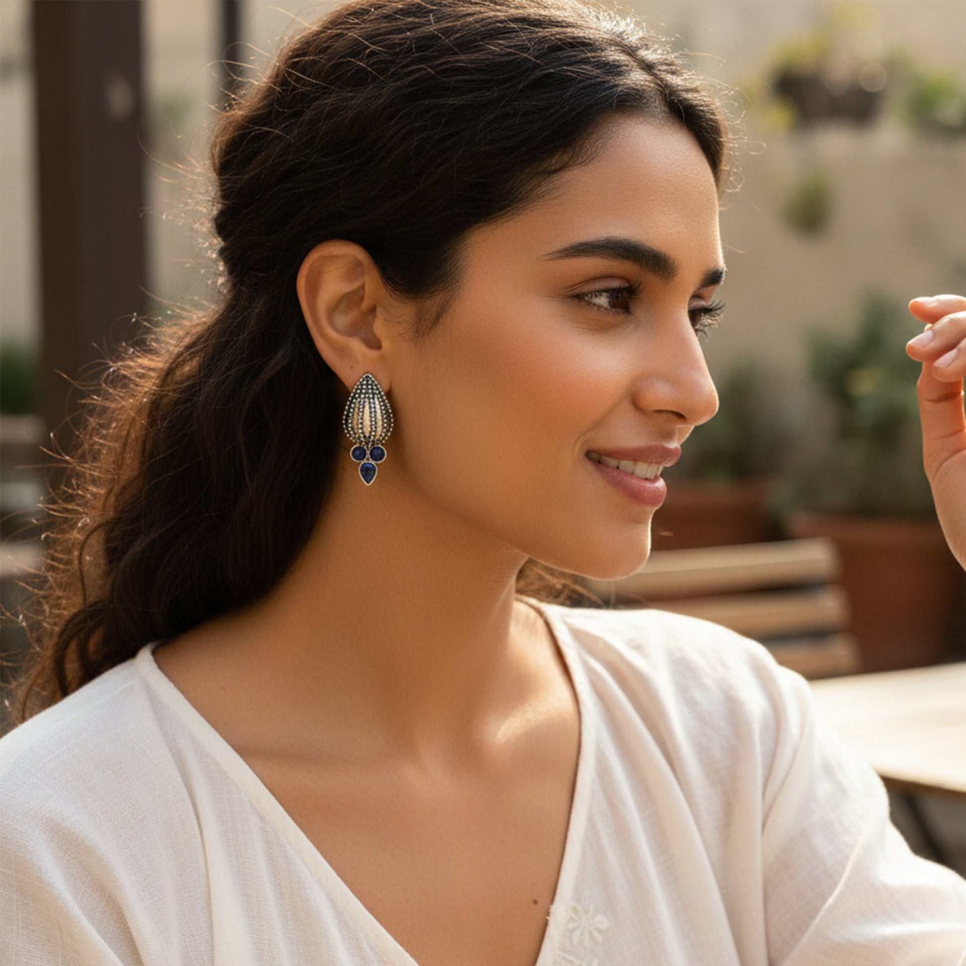 Yellow Chimes oxidised earrings - traditional style collection