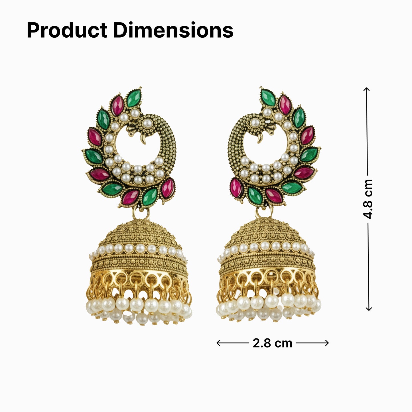 Yellow Chimes Peacock Style Jhumka Earrings - Wedding Accessory