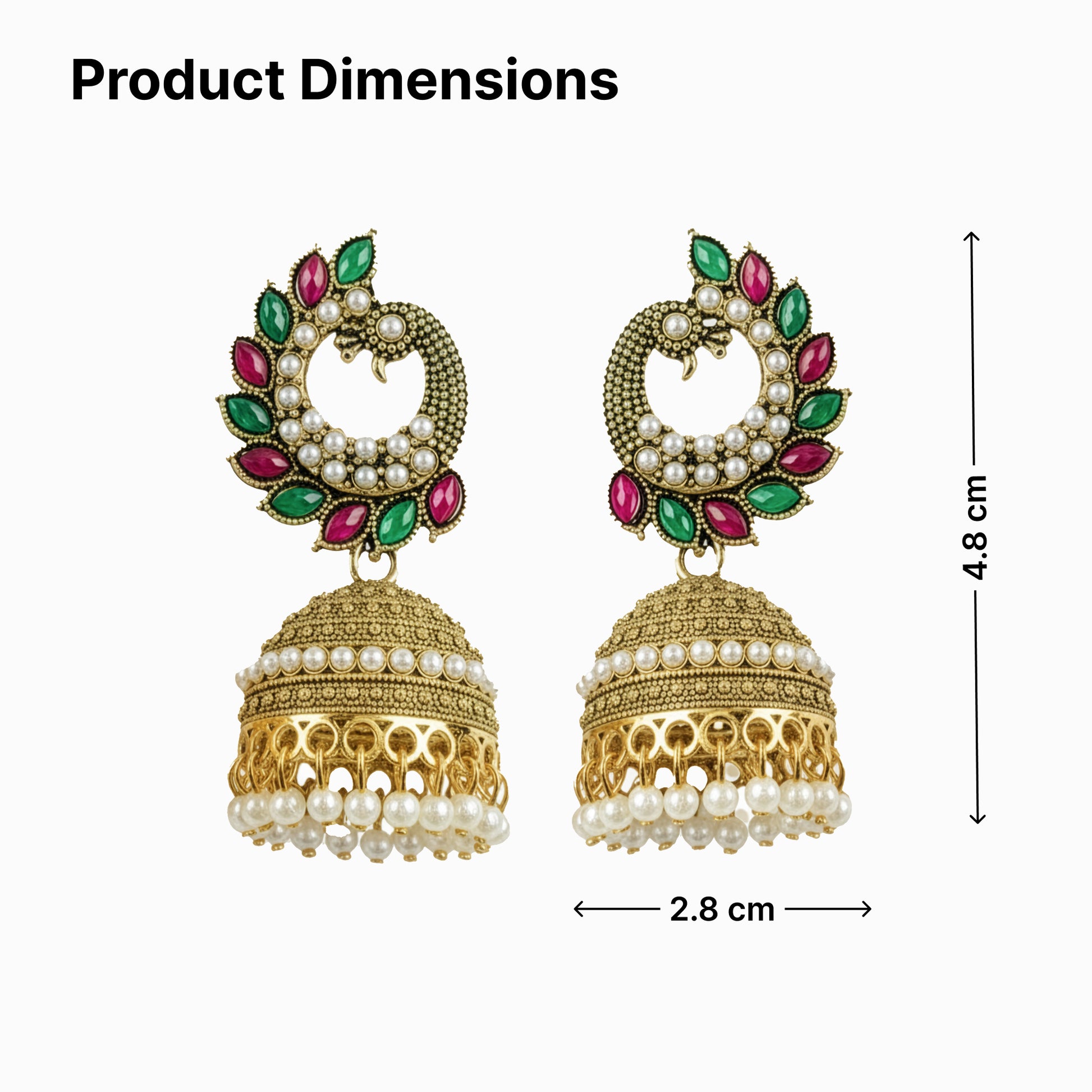 Yellow Chimes Peacock Style Jhumka Earrings - Wedding Accessory