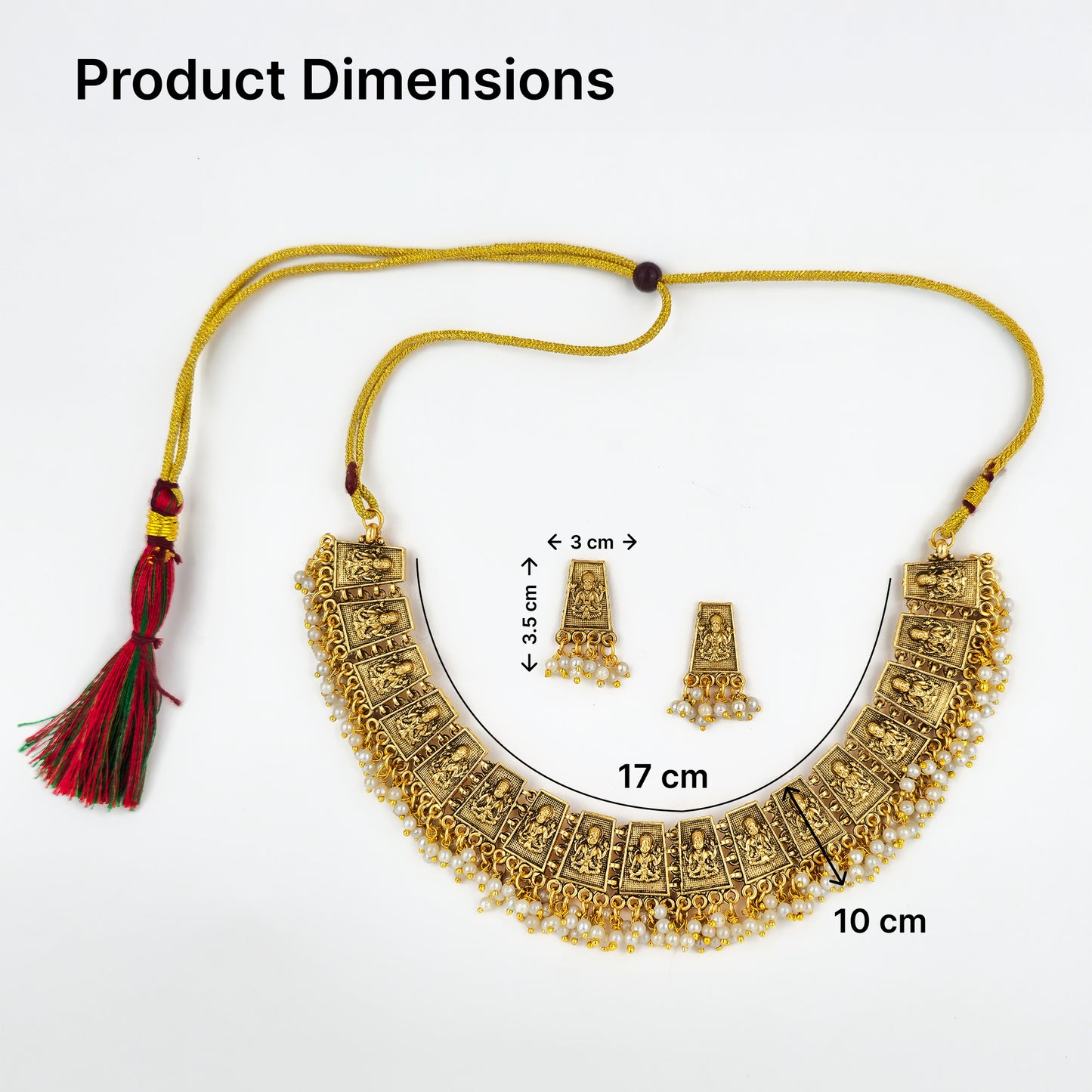Yellow Chimes pearl drops necklace - bridal jewelry set