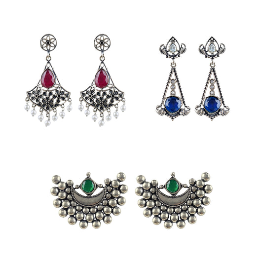 Yellow Chimes oxidised earrings - traditional and modern blend