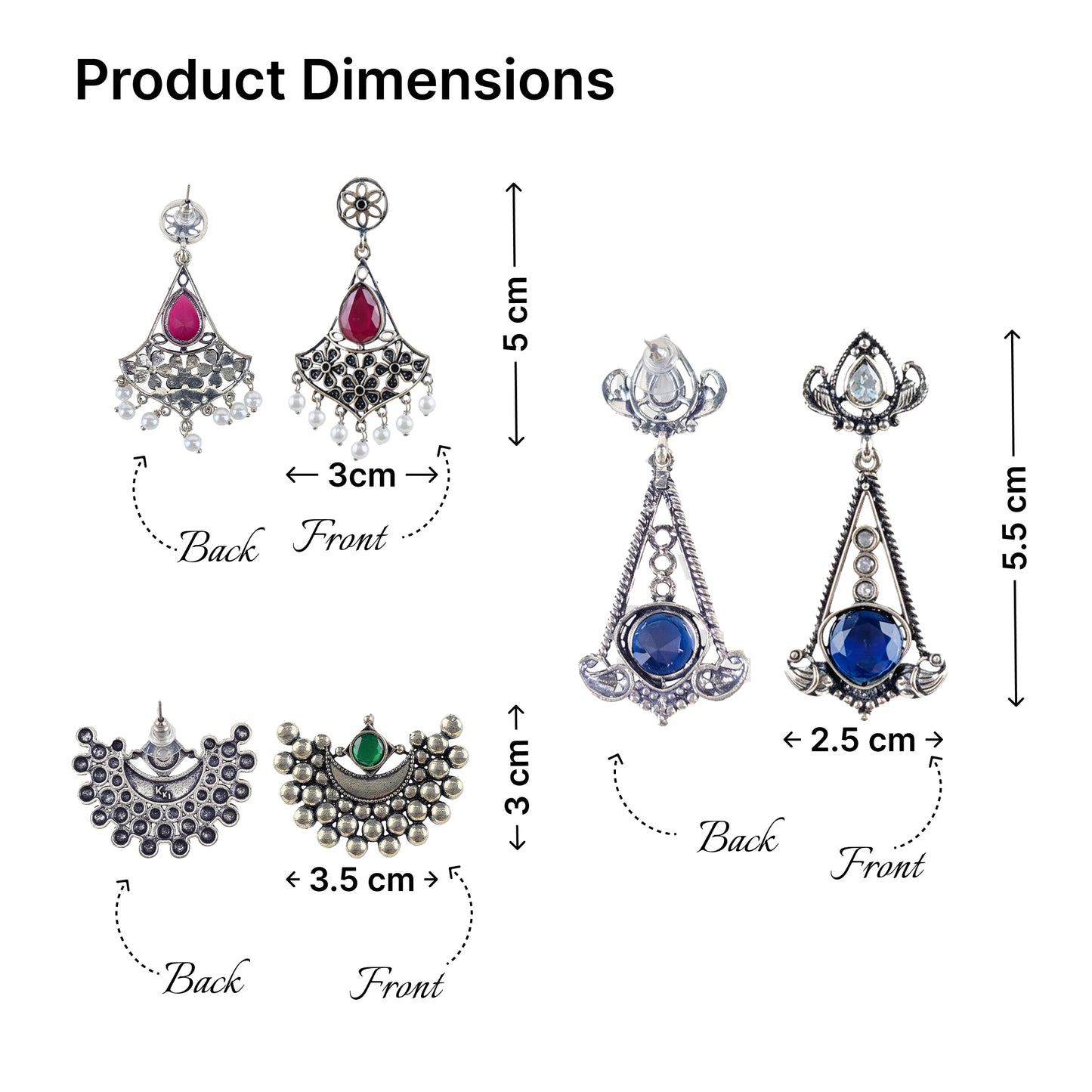 Yellow Chimes oxidised earrings - daily wear silver toned