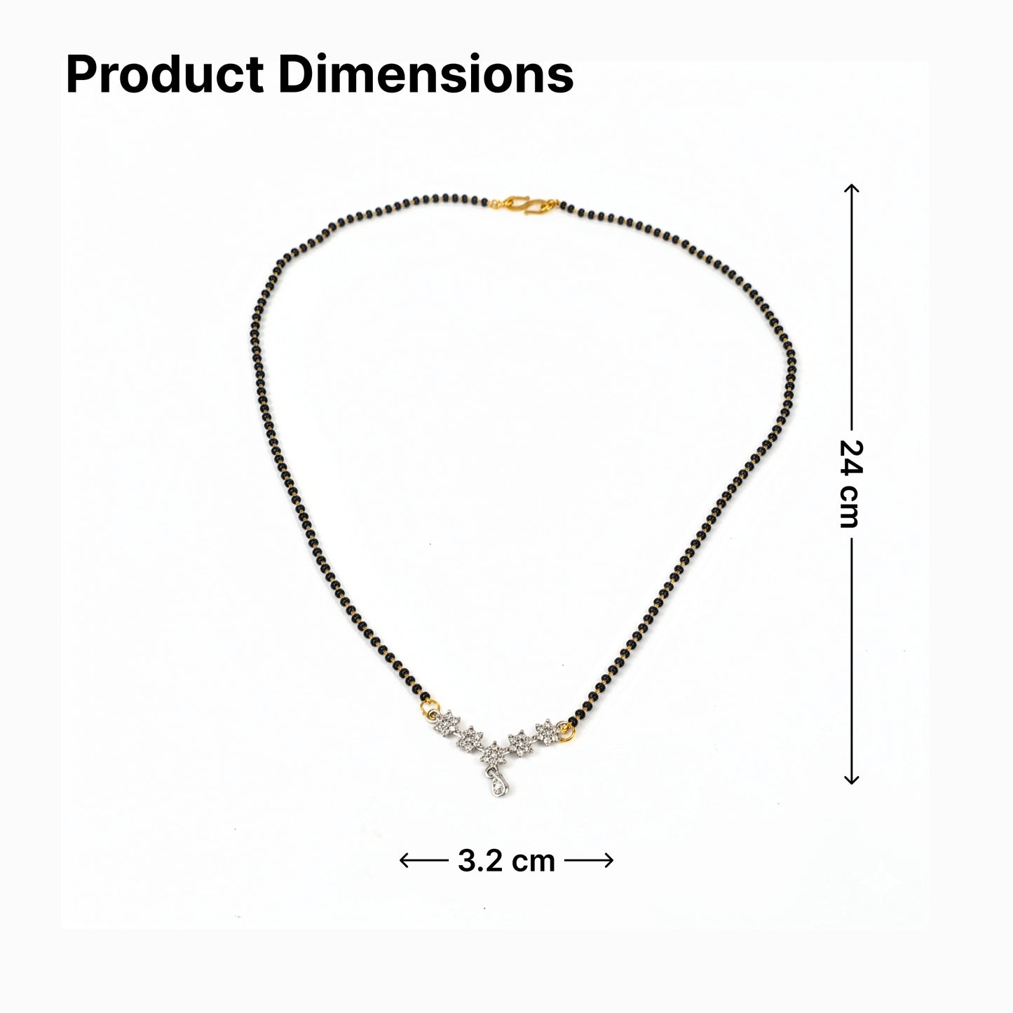 Yellow Chimes Black Bead Chain Mangalsutra - Stylish accessory