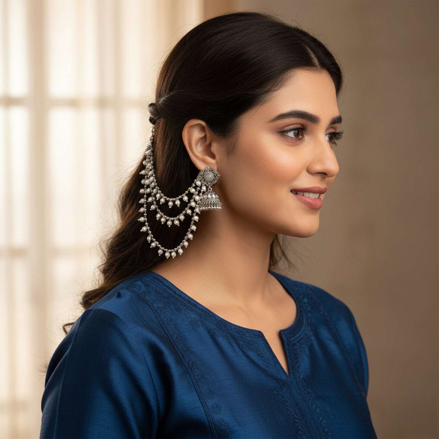 Yellow Chimes multi layer ear chain - contemporary style accessory