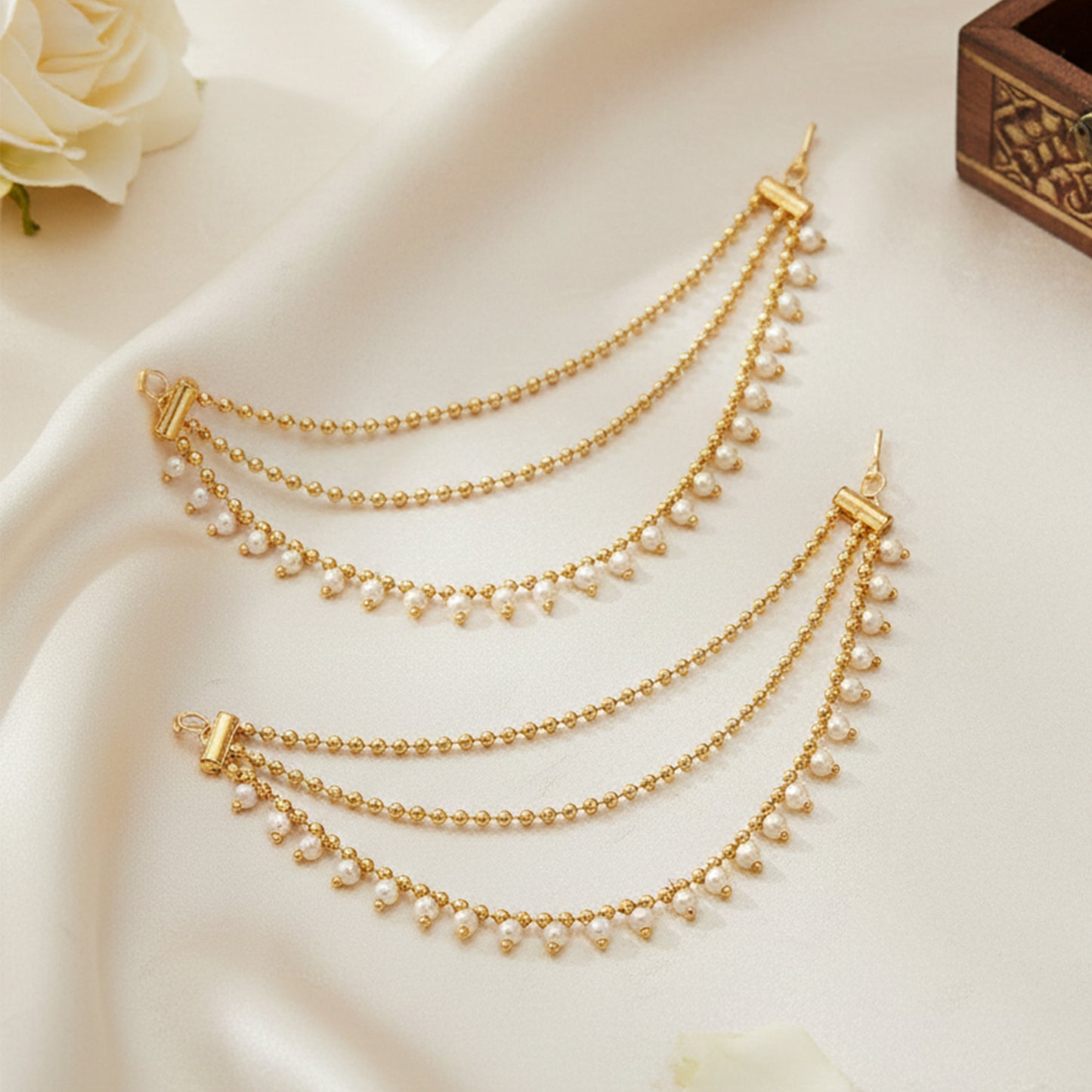 Yellow Chimes multi-layer ear chain - traditional stylish jewelry