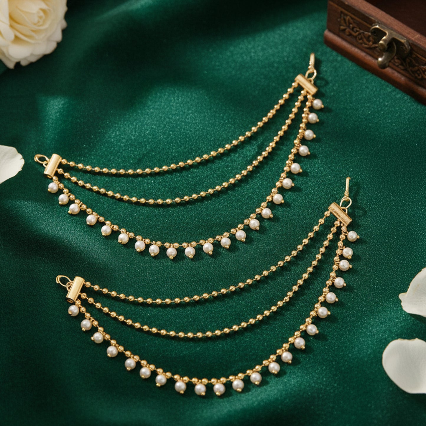 Yellow Chimes gold plated ear chain - bridal jewellery accessory