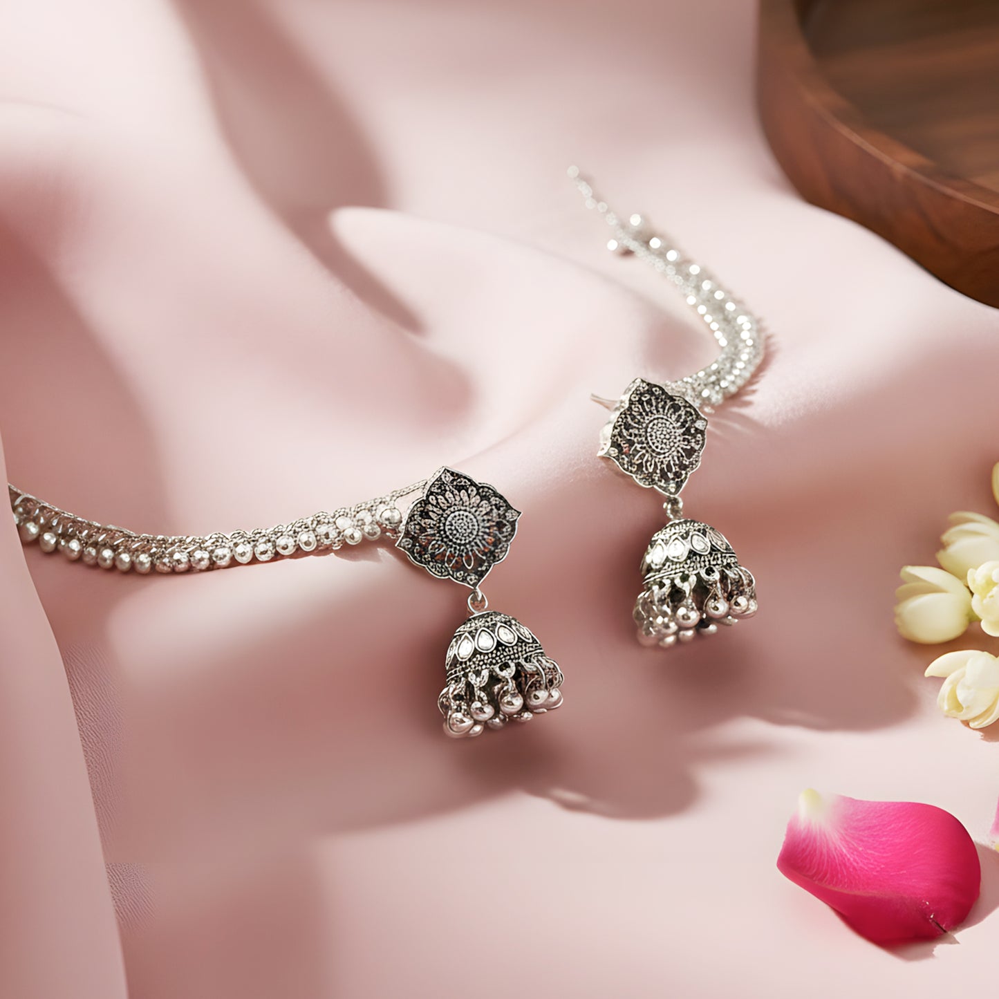Yellow Chimes oxidised jhumka earrings - festive wear