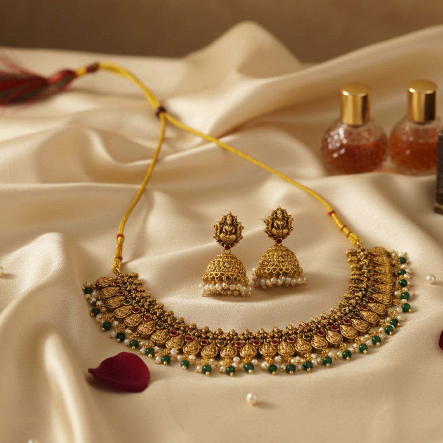 Yellow Chimes Ethnic Jewellery Set - Elegant wedding accessory