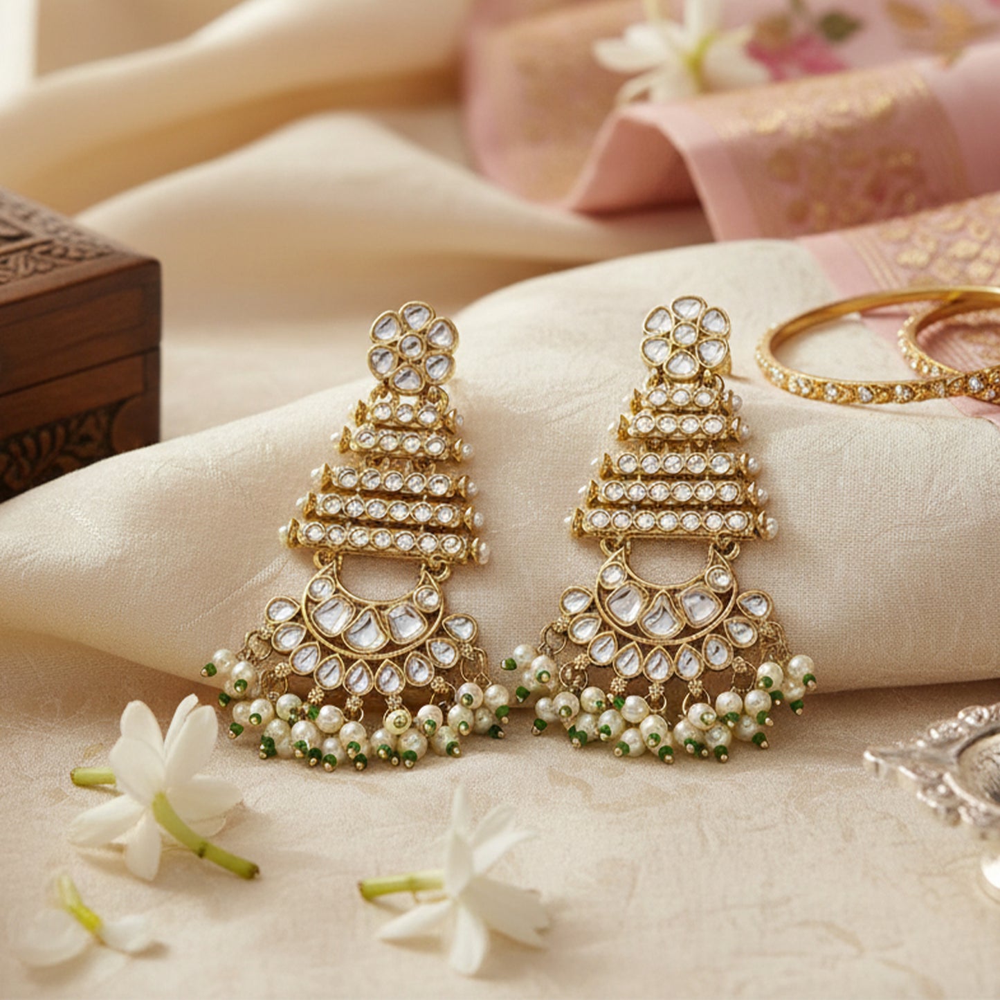 Yellow Chimes decorative earrings - cultural gathering