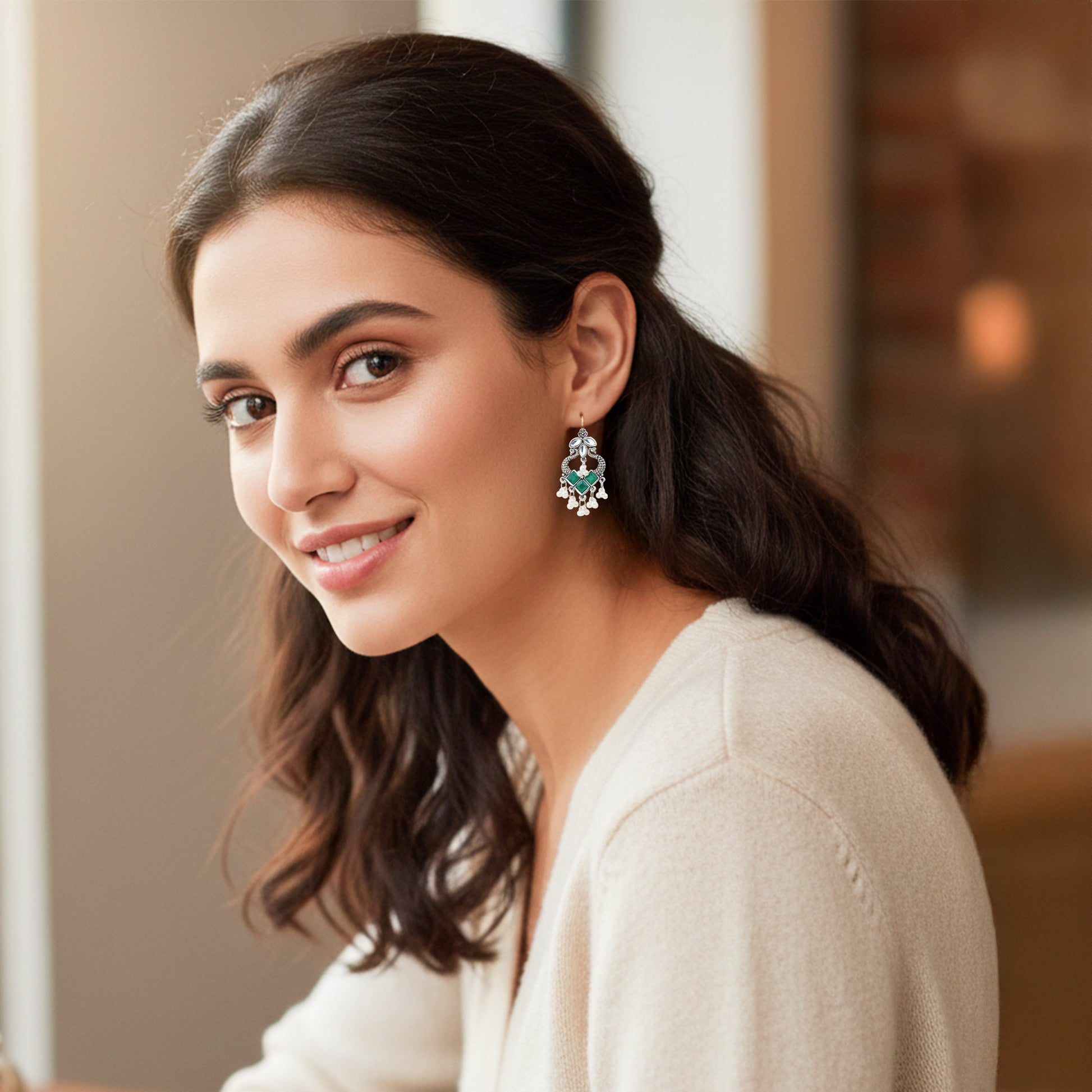 Yellow Chimes oxidised earrings - elegant party accessories