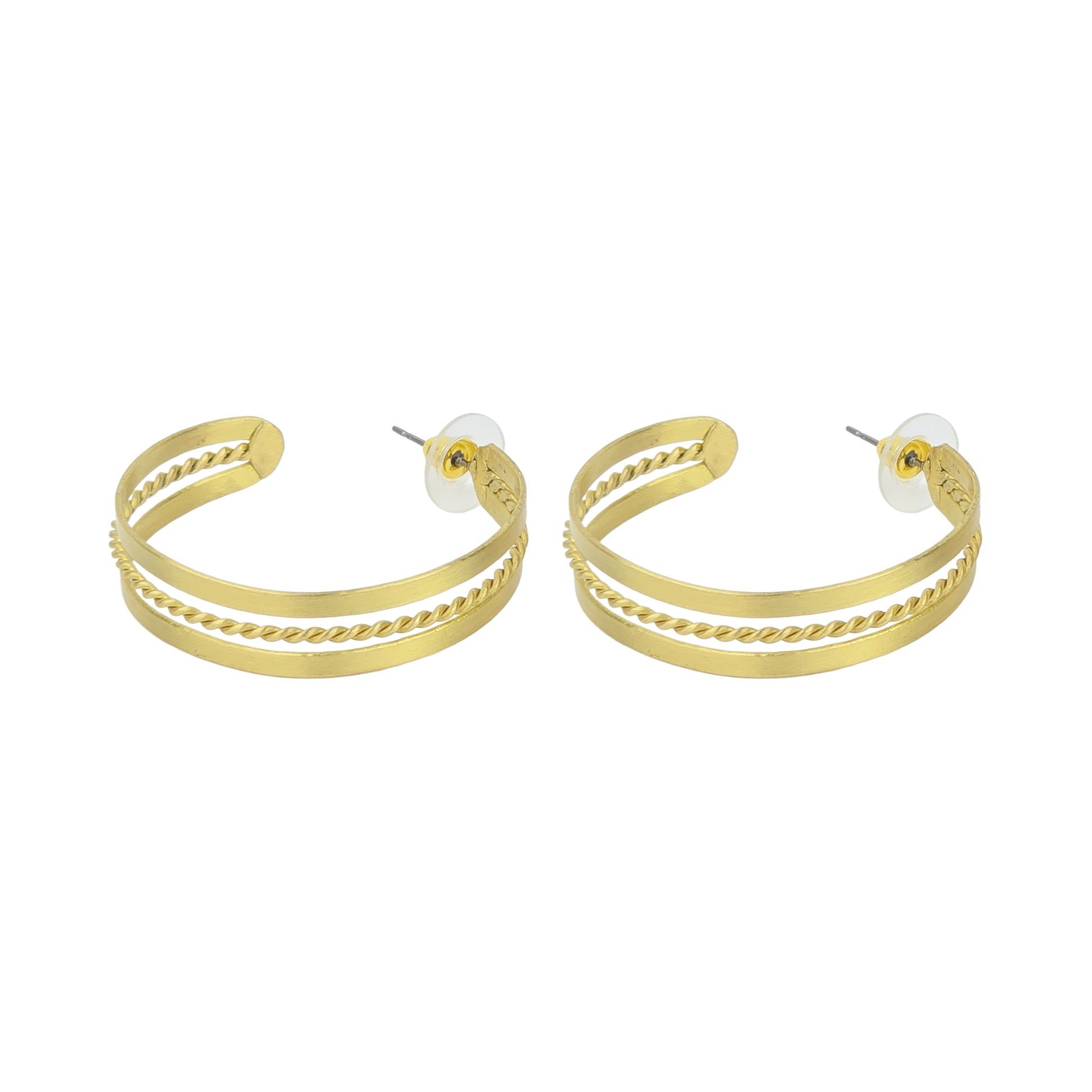 Yellow Chimes Gold Plated Layered Hoop Earrings - Festive Attire