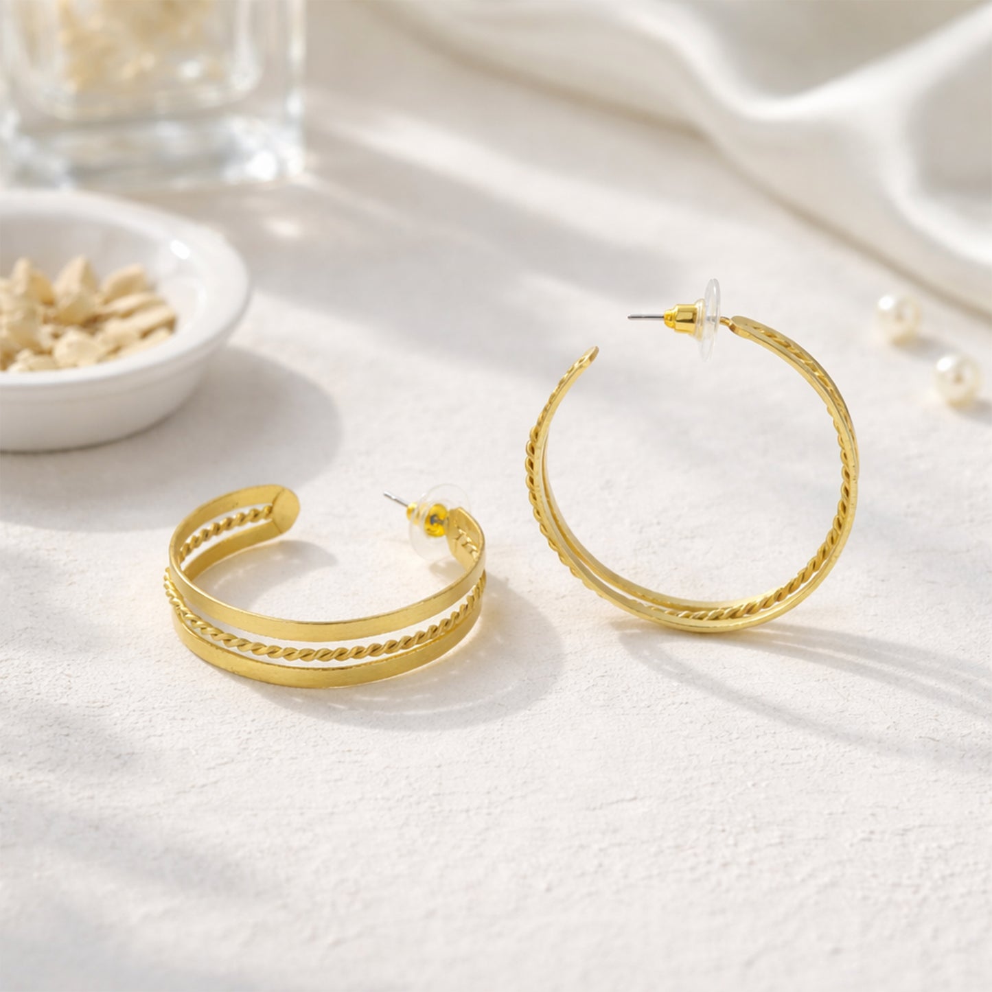 Yellow Chimes Gold Plated Layered Hoop Earrings - Jewelry Collection