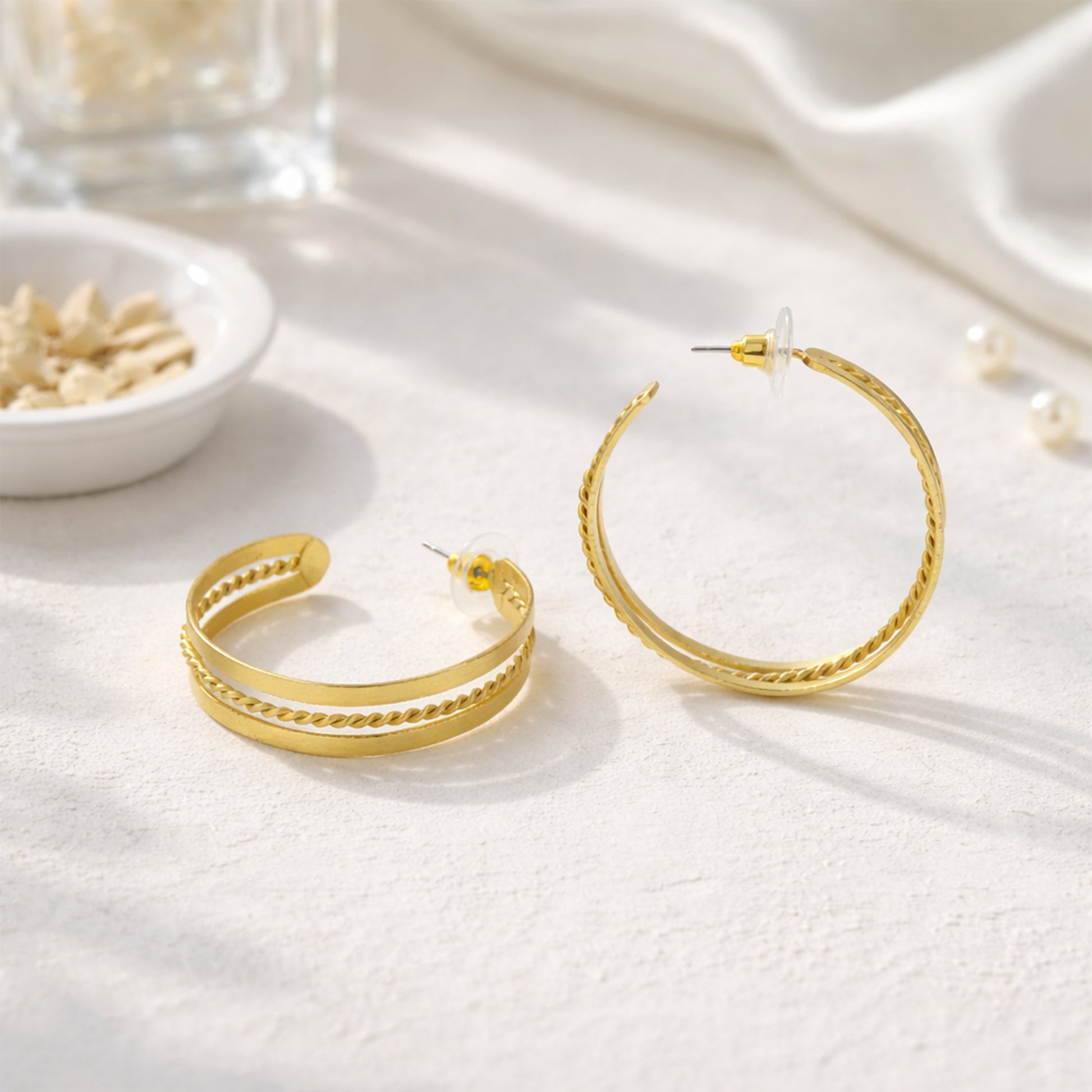 Yellow Chimes Gold Plated Layered Hoop Earrings - Jewelry Collection