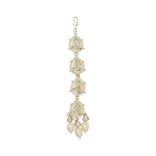 Yellow Chimes Gold Plated Kundan Mangtikka - Ethnic Fashion