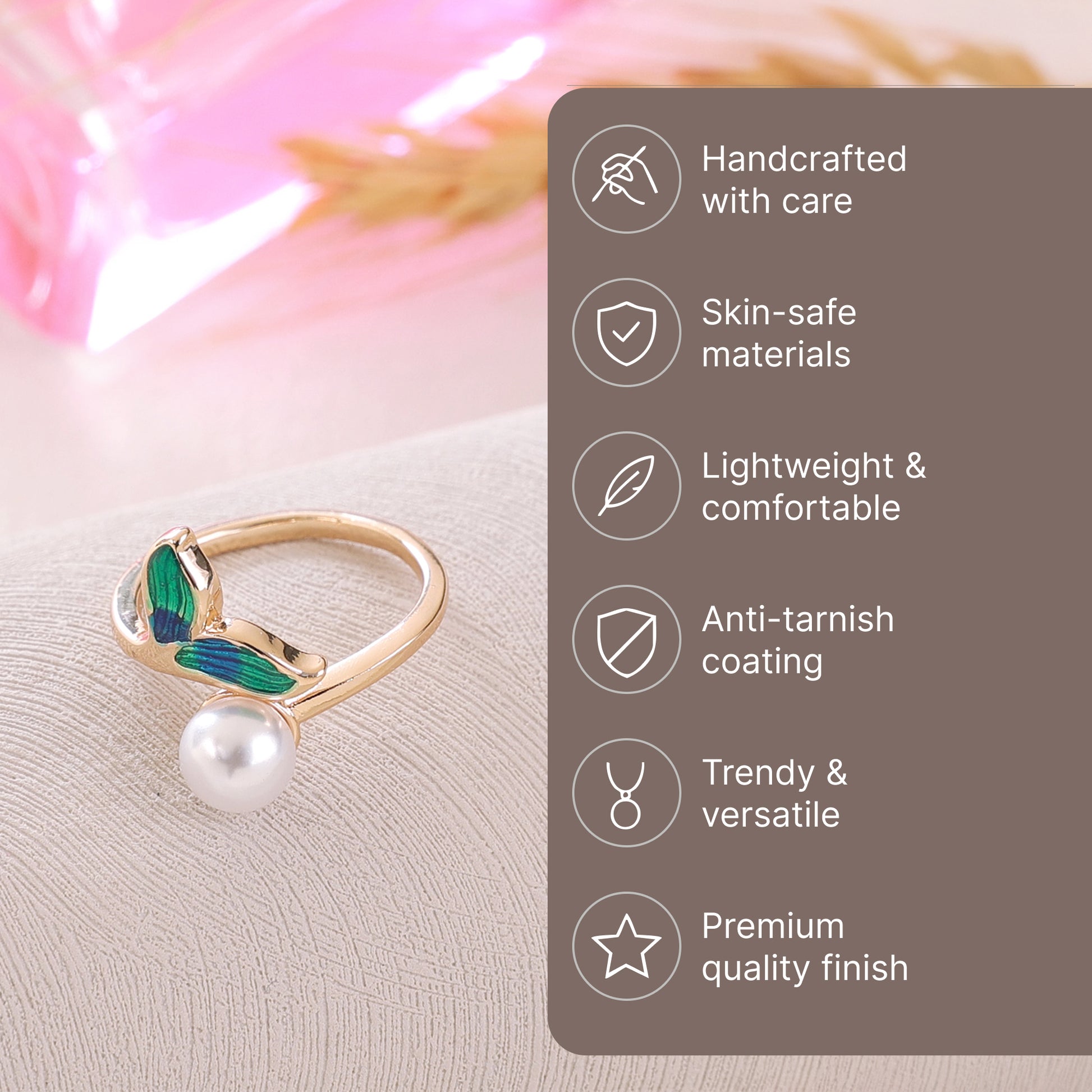 Yellow Chimes butterfly ring - Elegant party wear